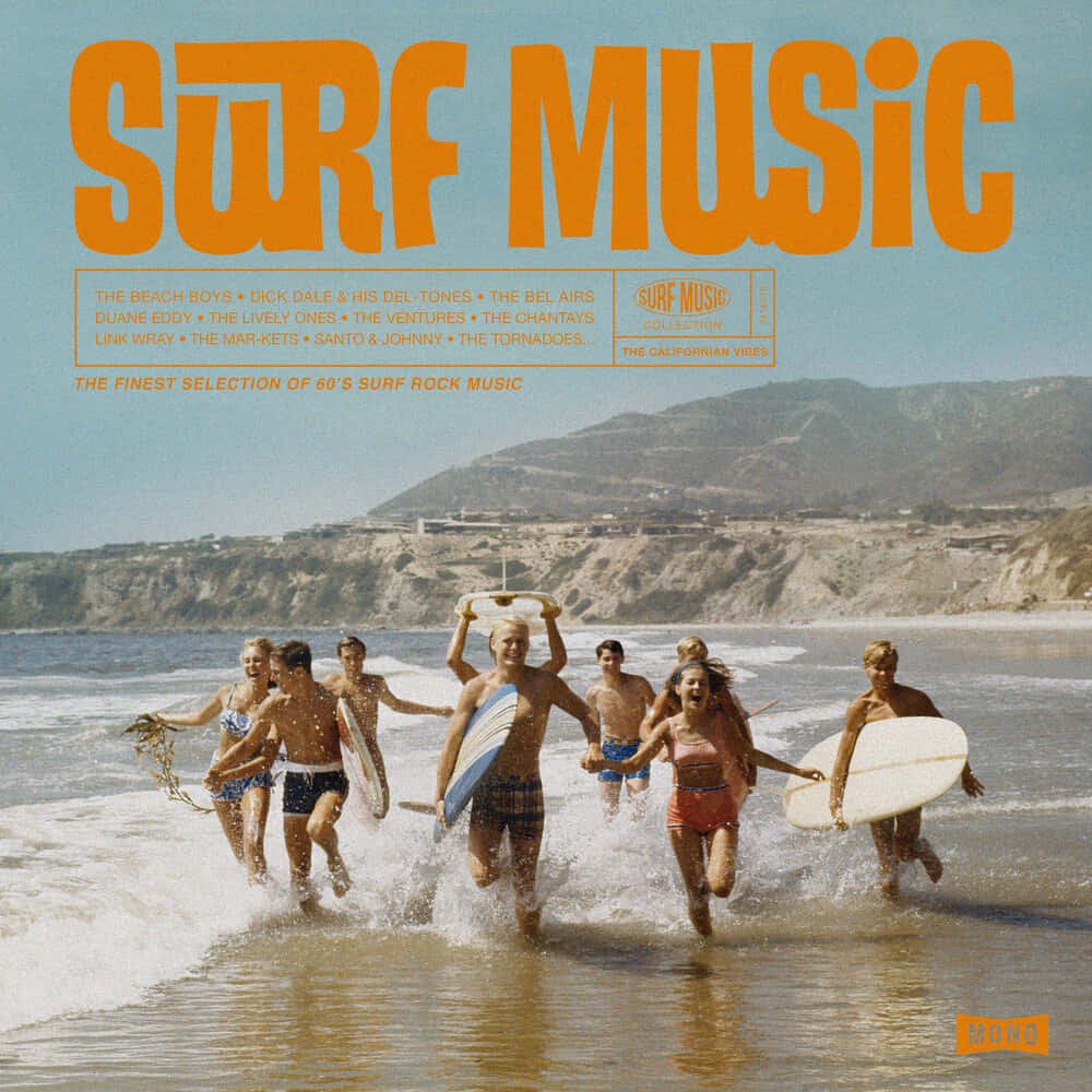 Copertinadell'album In Vinile Dei Beach Boys: Arte Con Immagini Della Spiaggia E Del Surf Rock. Sfondo