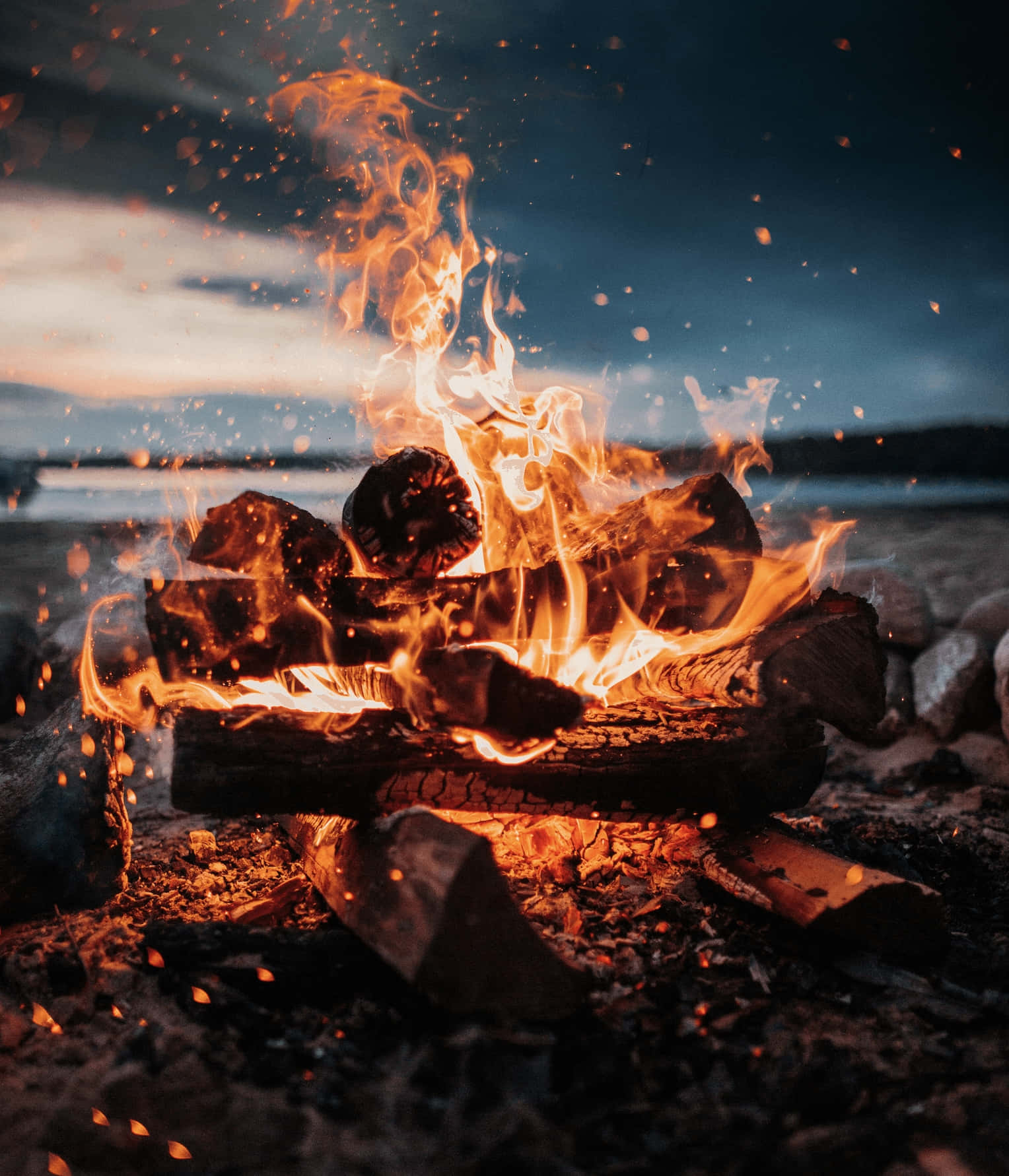 Soothing Beach Campfire Wallpaper