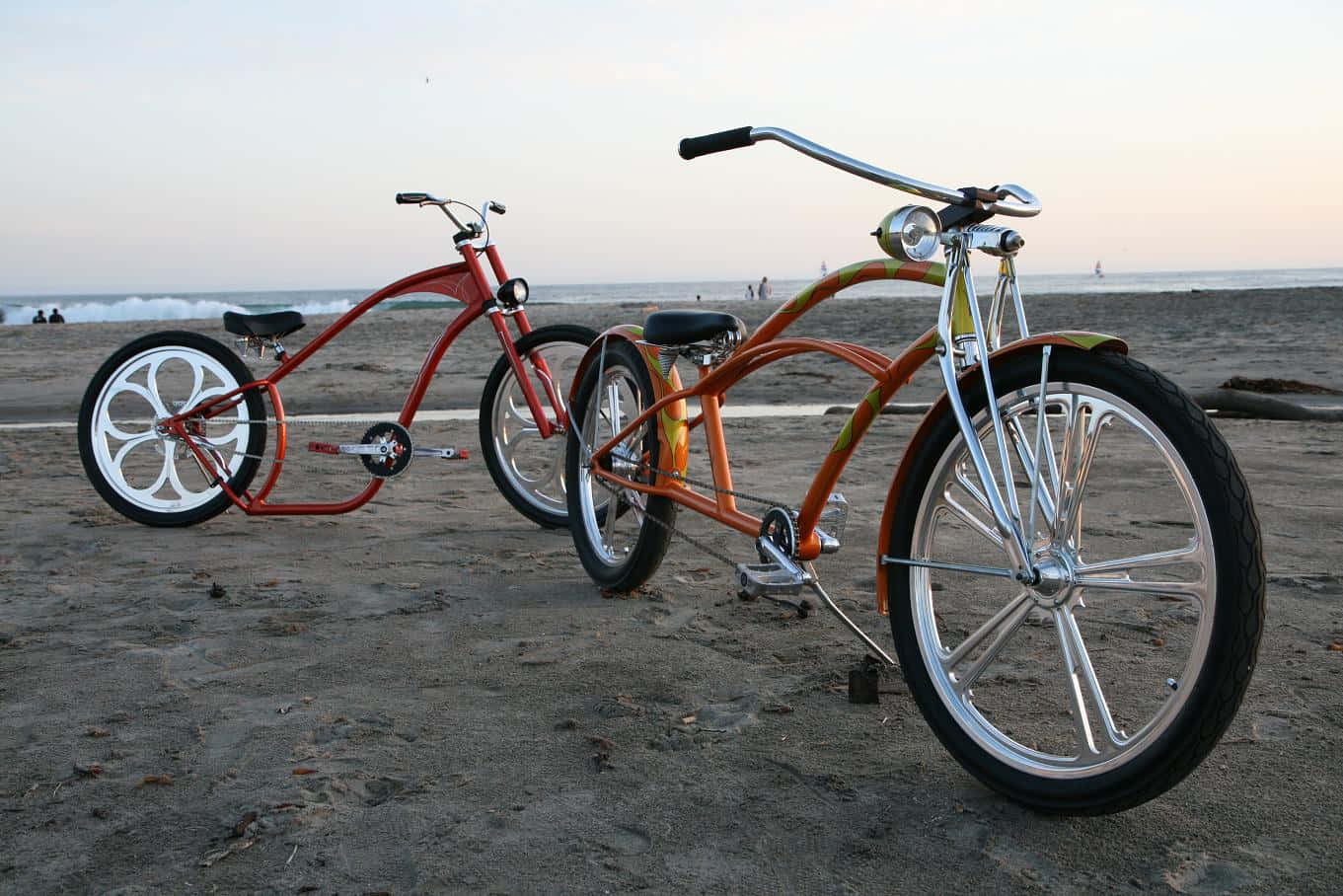 Beach Cruiser Bicycle Parked by the Shore Wallpaper