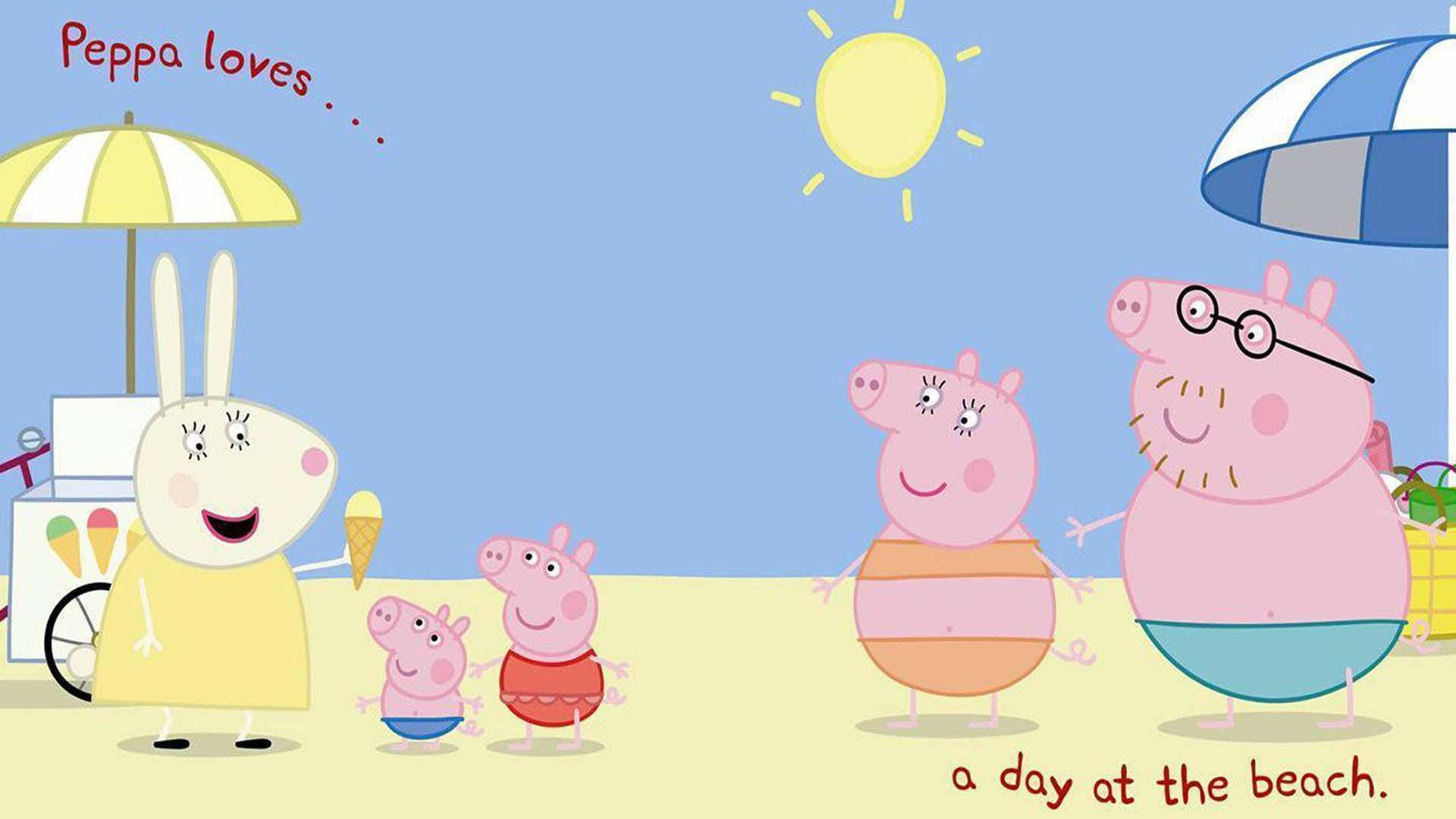 Díade Playa Peppa Pig En Ipad. Fondo de pantalla