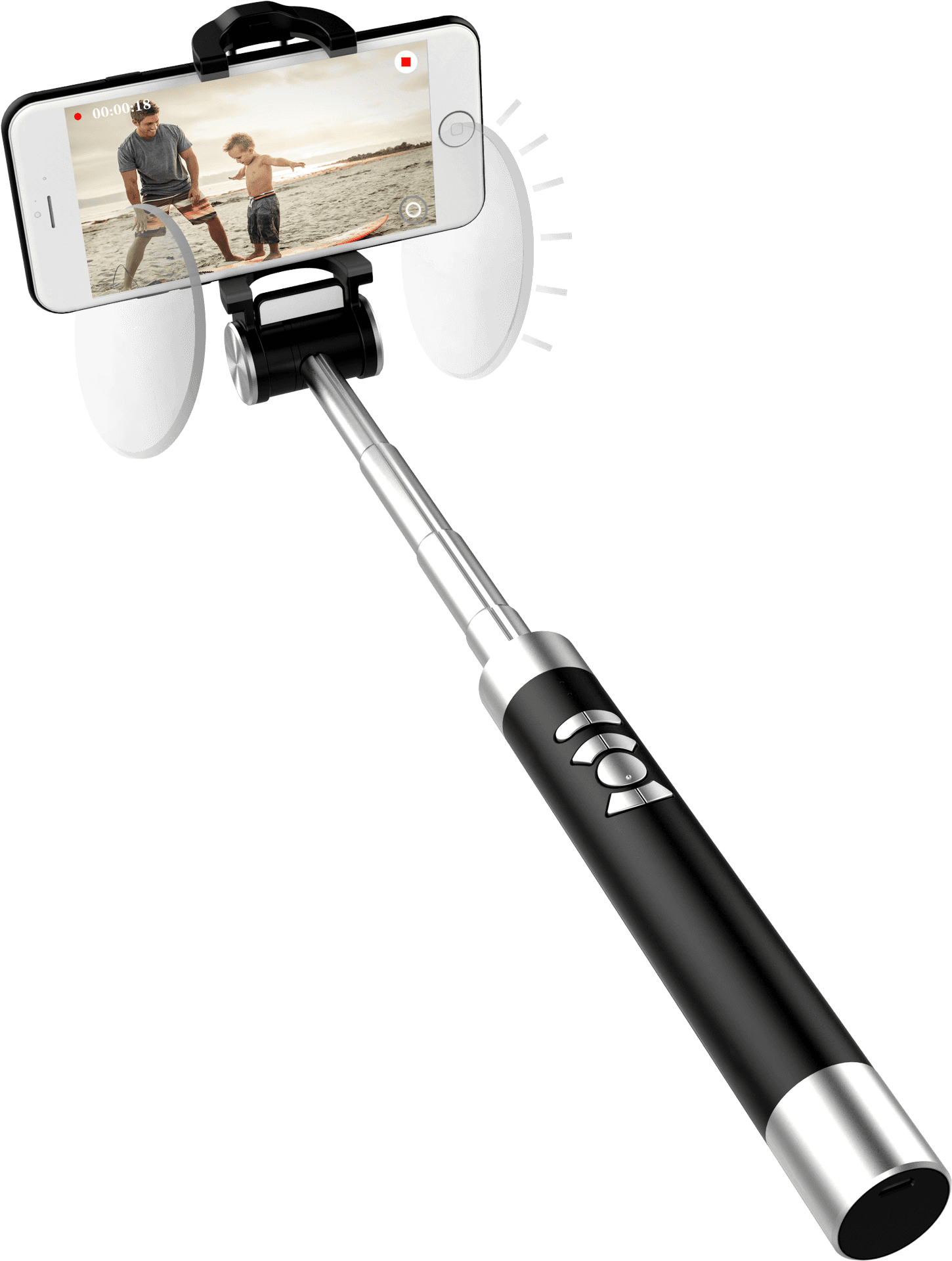 Beach Day Selfie Stick Use PNG