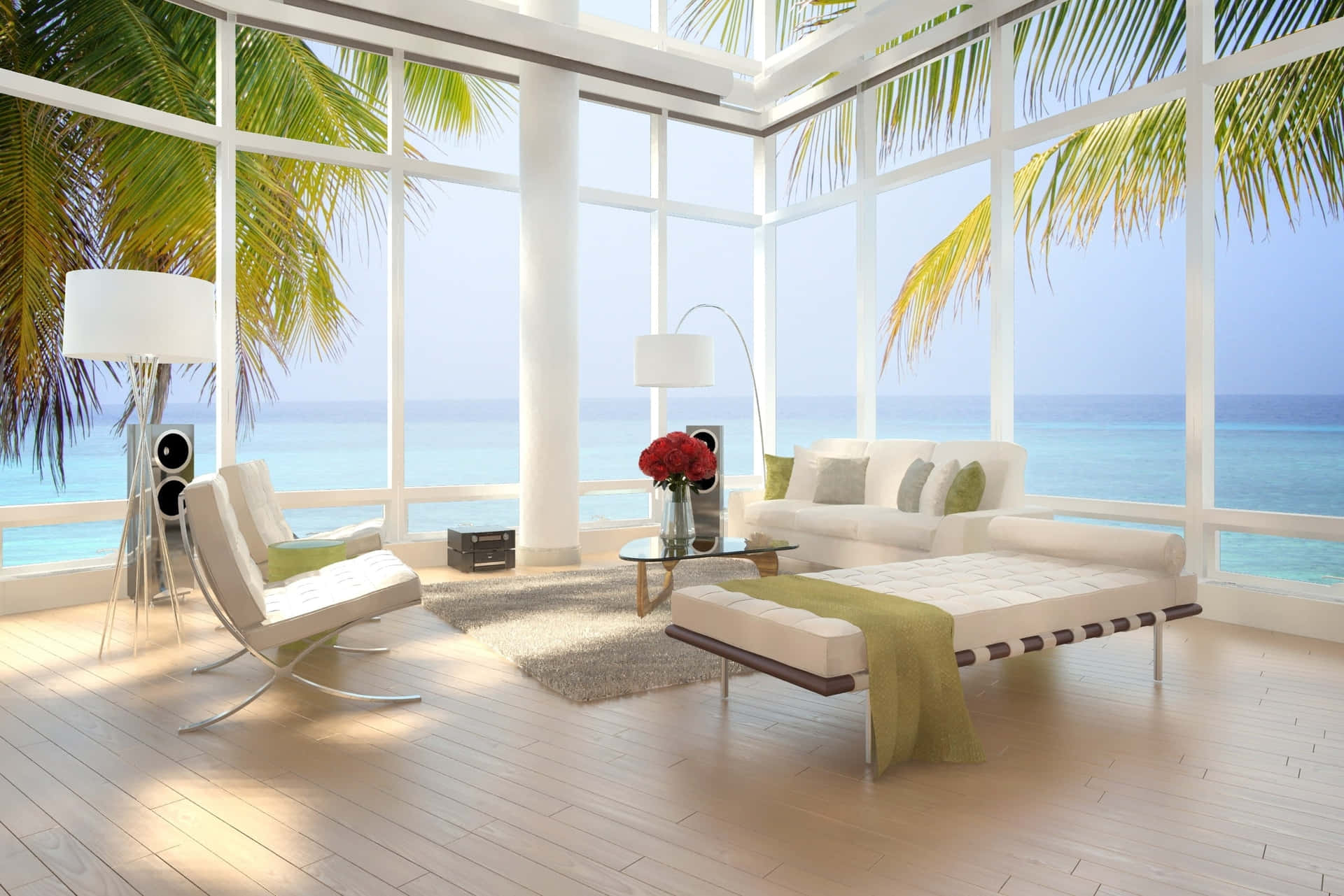 Relaxing Beach Daybed on a Sunny Coastal Getaway Wallpaper