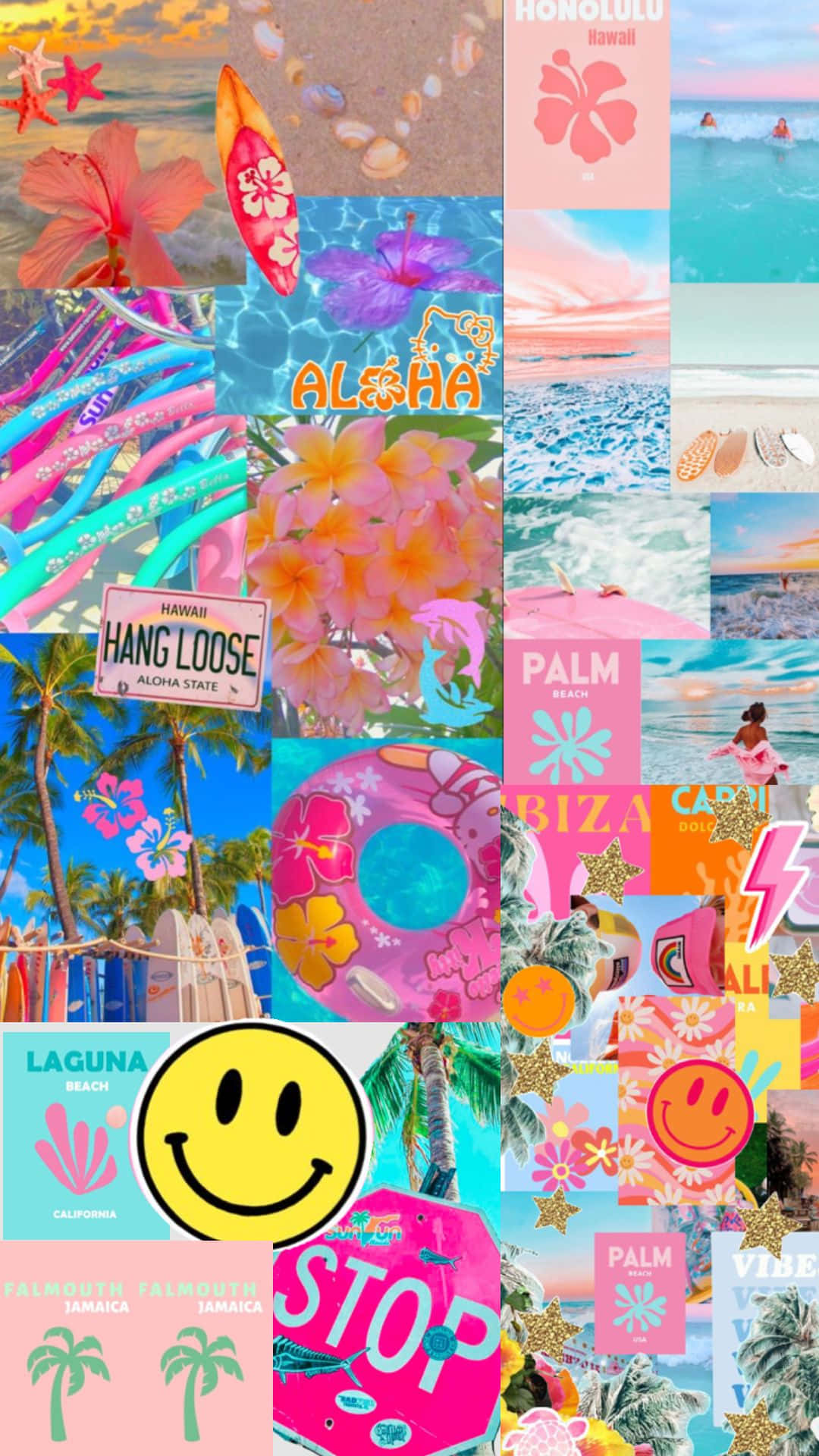 Beach Girl Aesthetic Collage Wallpaper