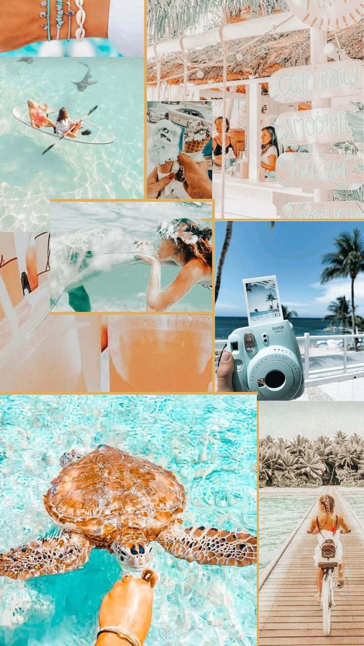 Beach Girl Summer Vibes Collage Wallpaper