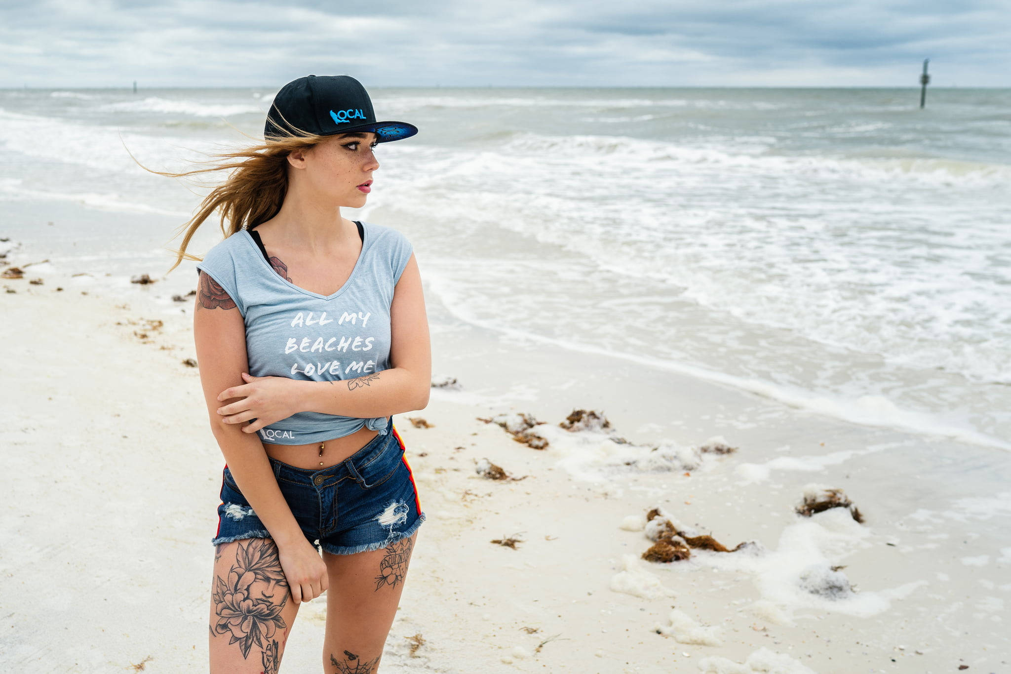 Beach Girl With Tattoos Wallpaper