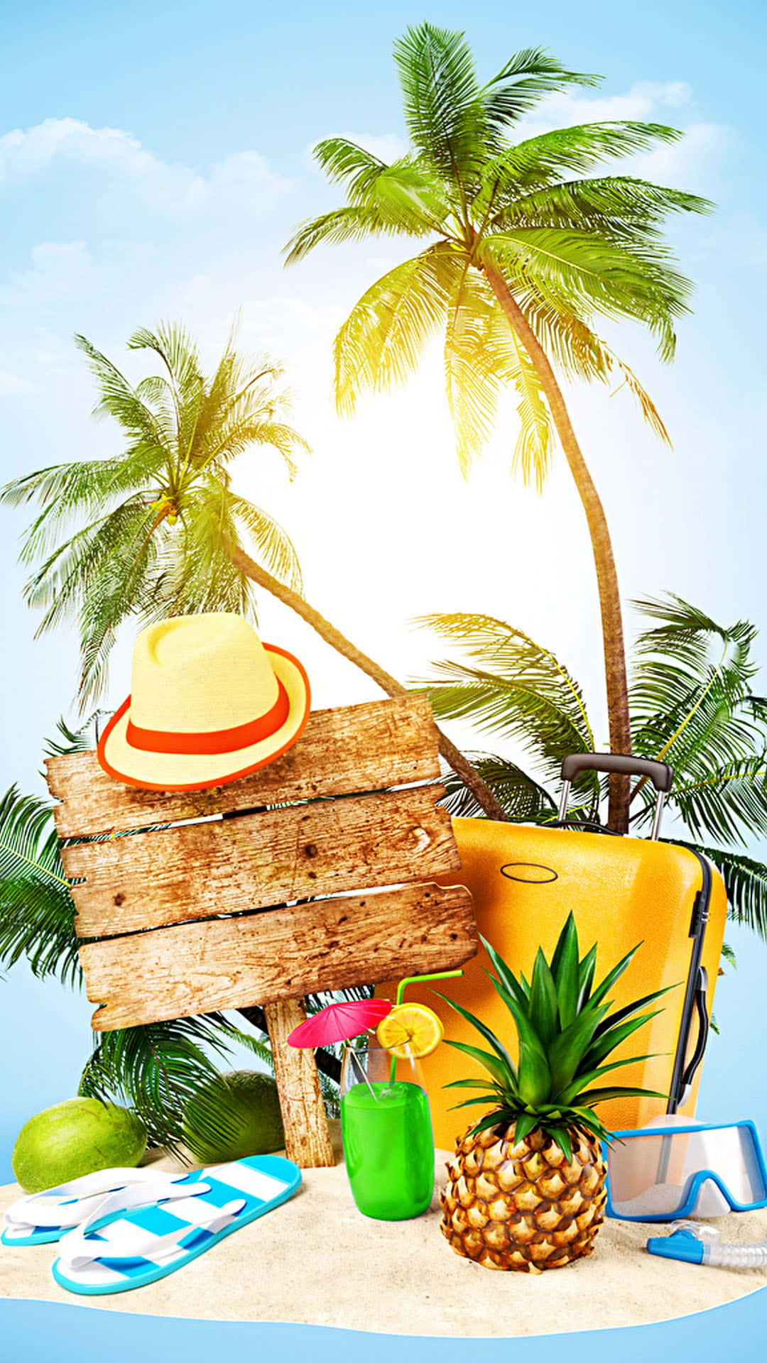 Soak up the sun with a stylish beach hat! Wallpaper