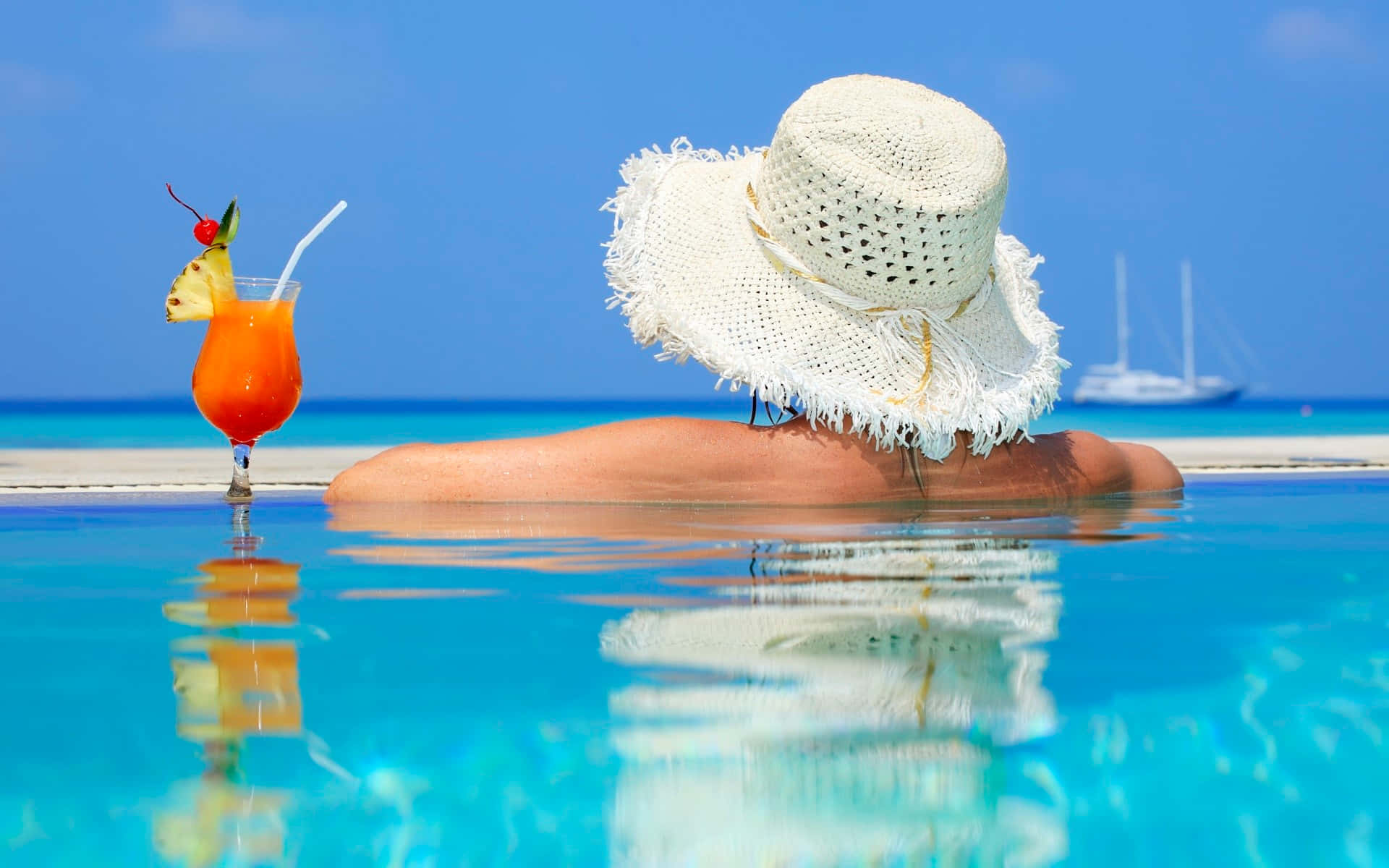 Perfect Beach Day with a Stylish Hat Wallpaper