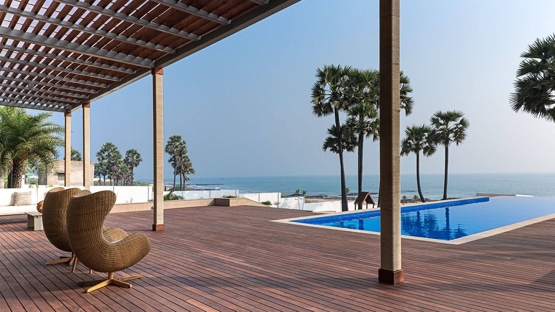Diseñomoderno De Una Casa De Playa En India. Fondo de pantalla