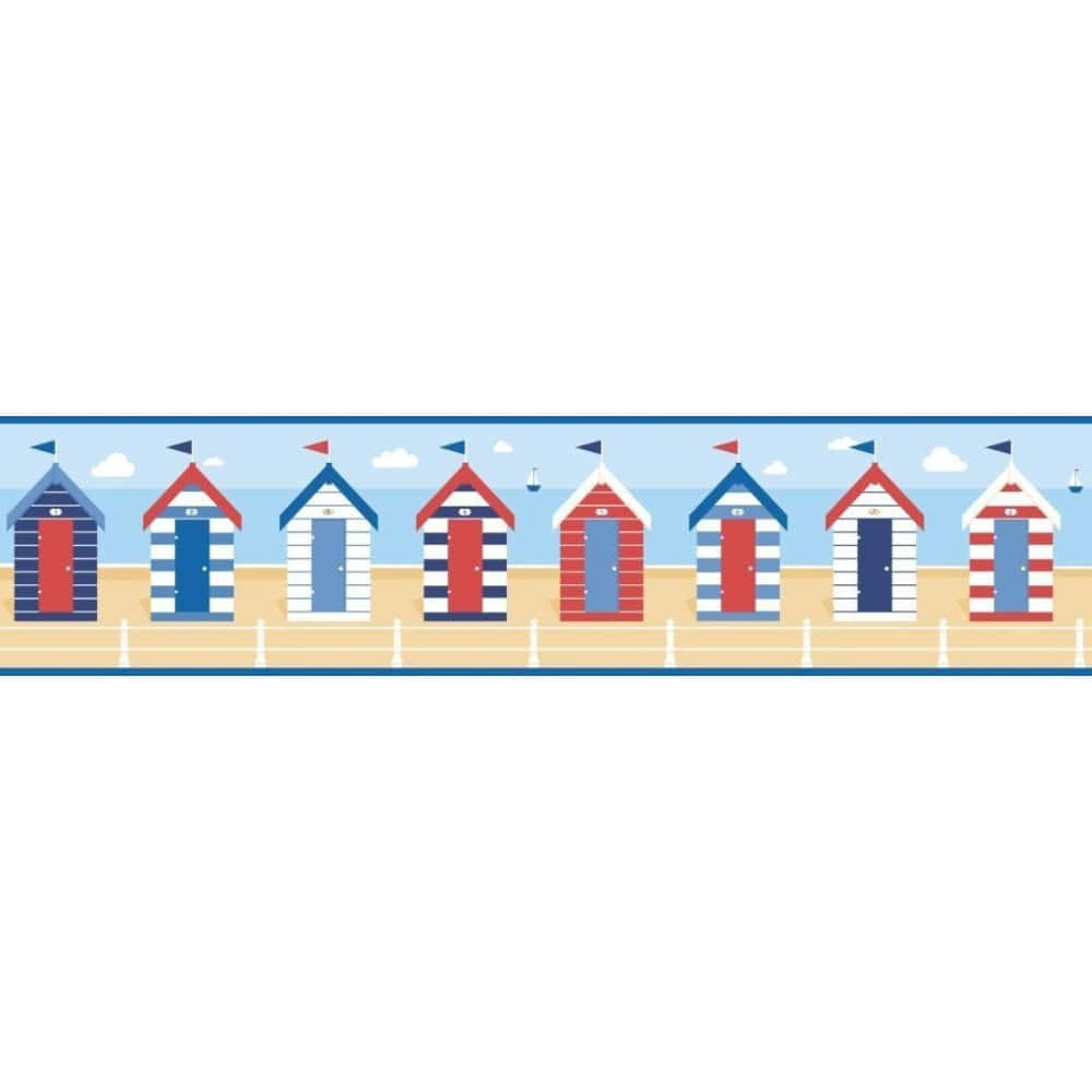 Colorful Beach Huts Lined Up on a Beautiful Seashore Wallpaper