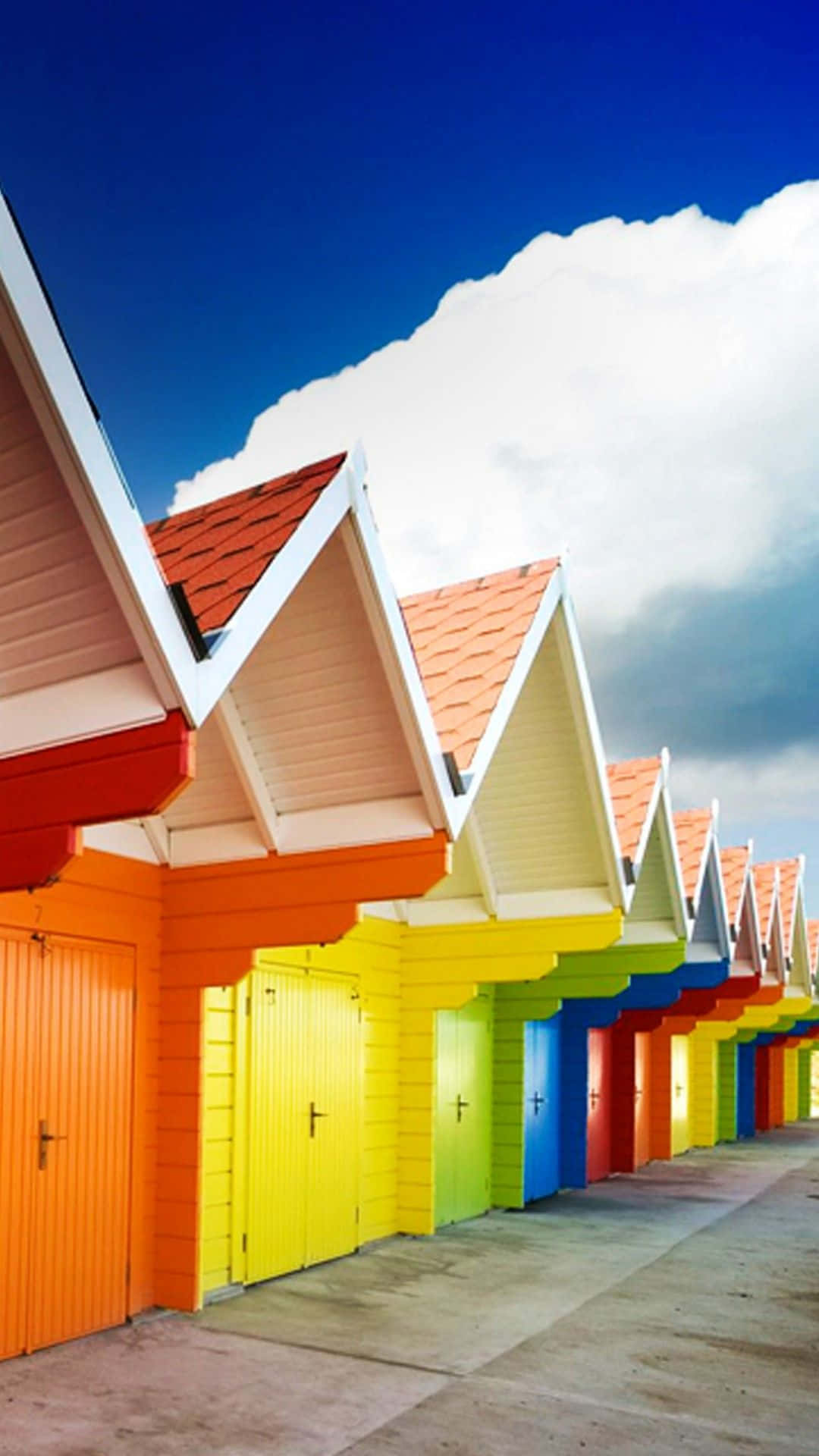 Vibrant and Colorful Beach Huts Wallpaper