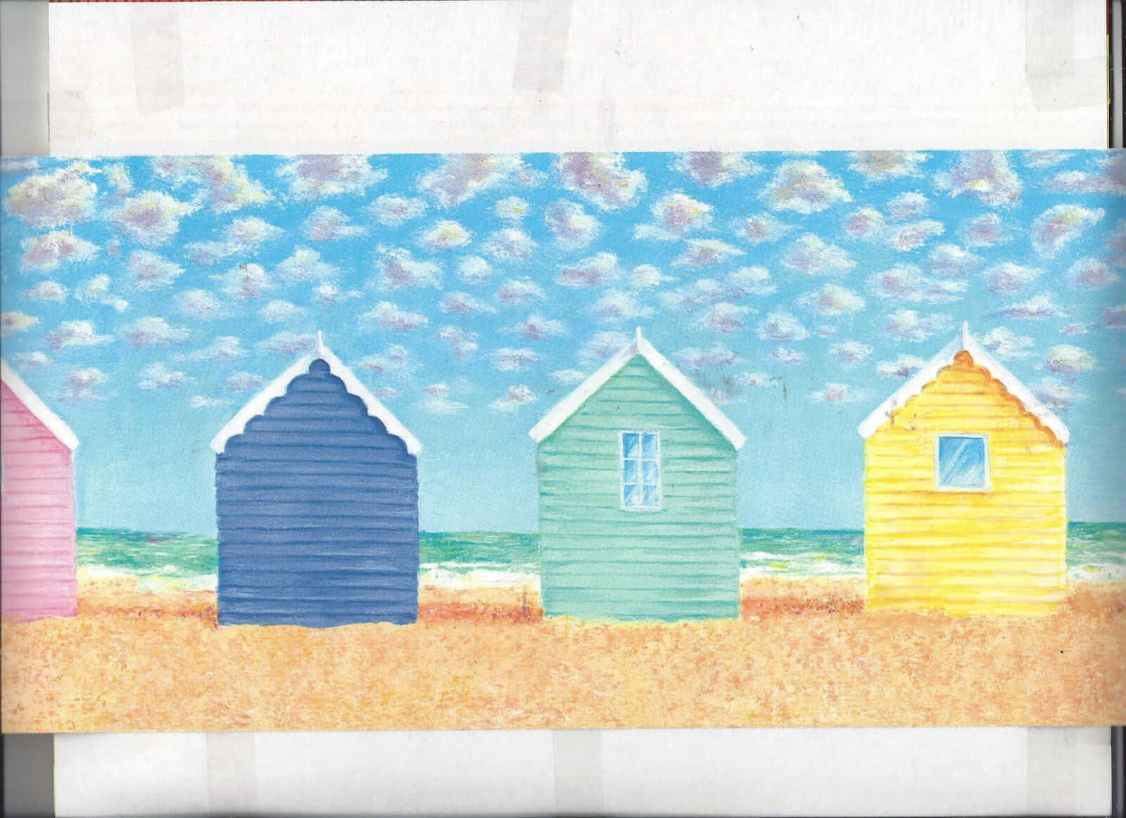 Vibrant Beach Huts on Seashore Wallpaper