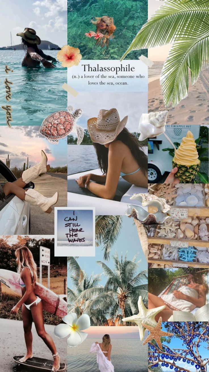 Beach Lover Collage Aesthetic.jpg Wallpaper
