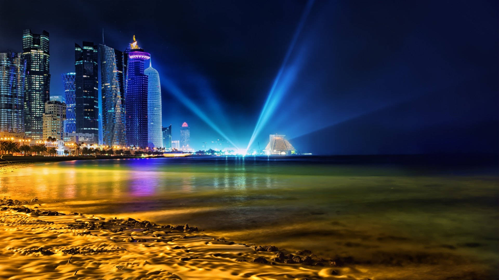 Beach Night View In Qatar