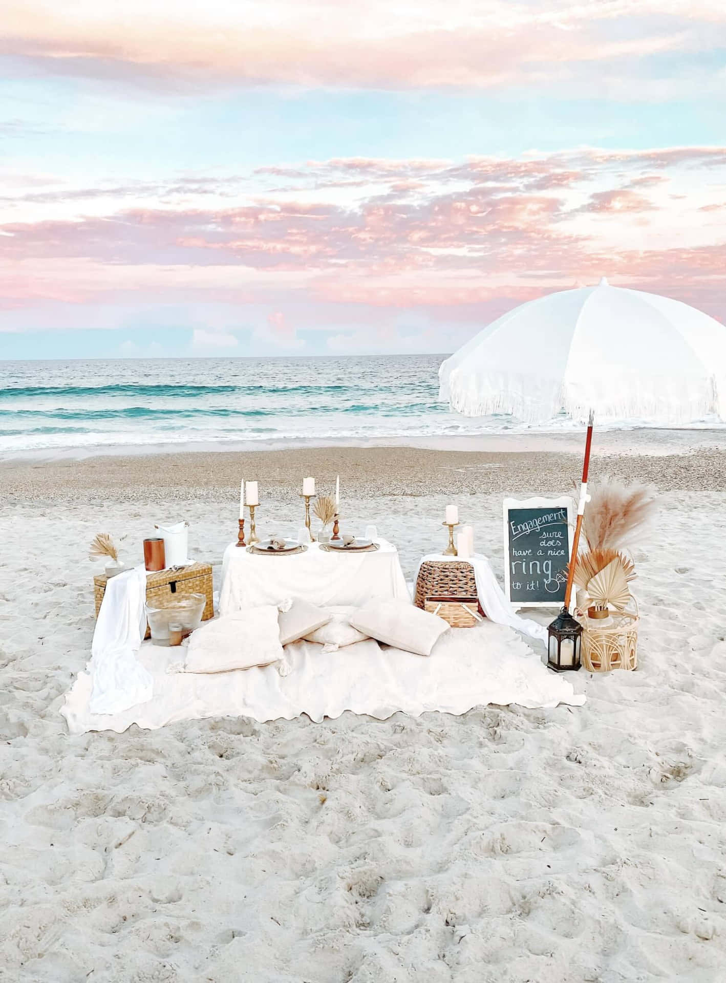 Tranquil Beach Picnic Setup Wallpaper
