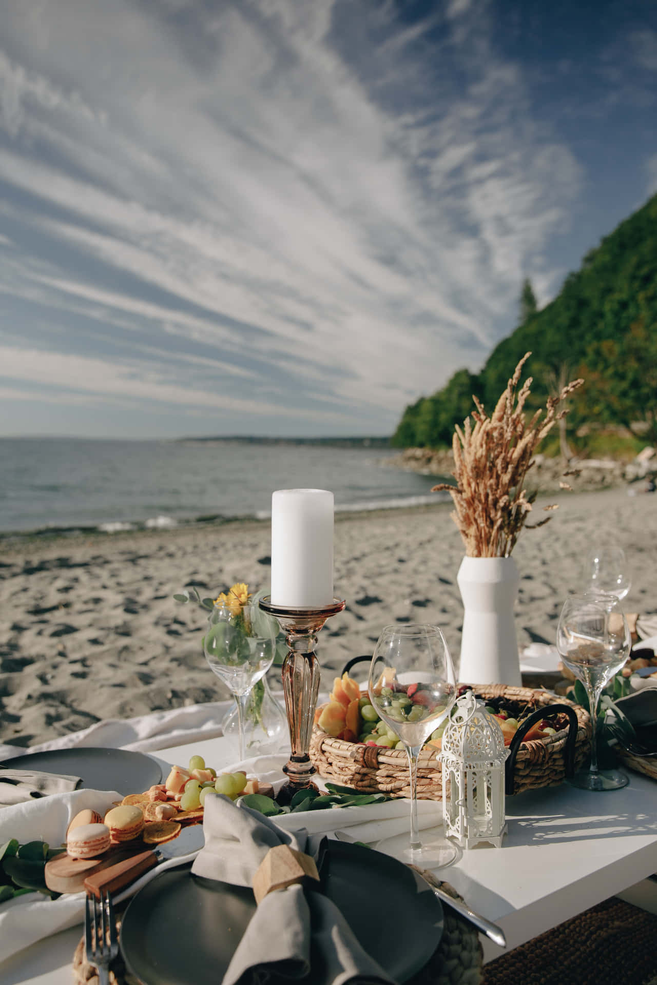 Perfect Beach Picnic Setup on a Sunny Day- Wallpaper