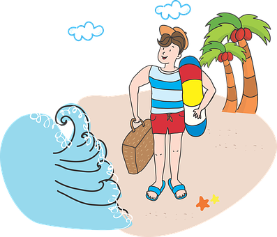 Beach Ready Cartoon Character PNG