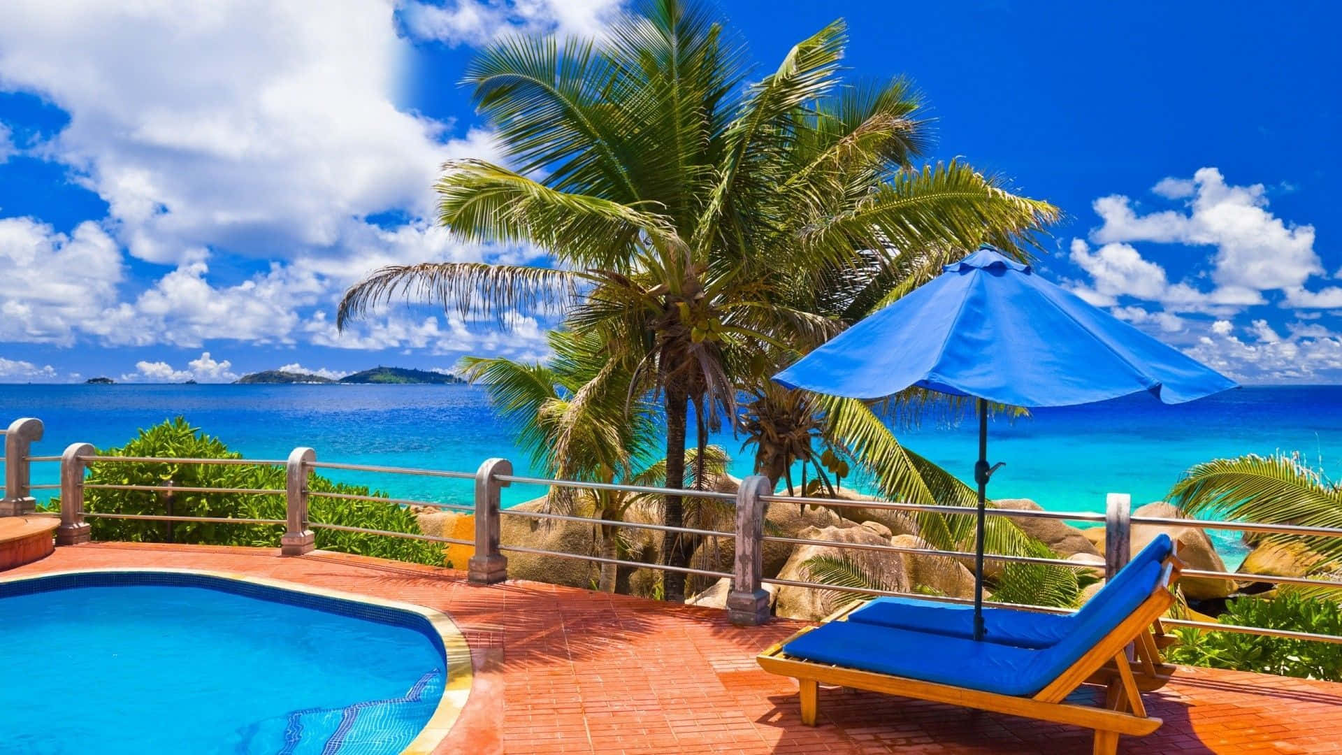 Relaxing Tropical Beach Resort Wallpaper