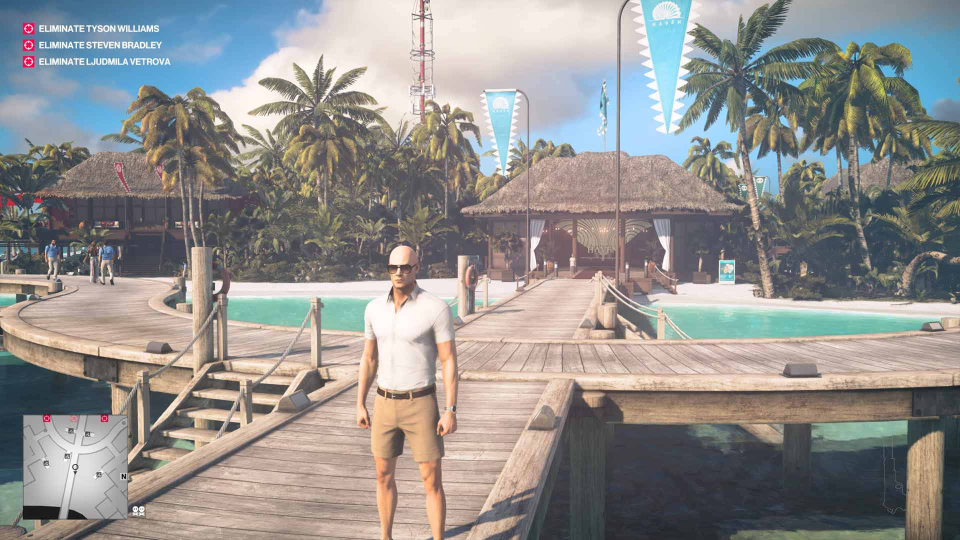 Stealthy Strategy in Tropical Paradise - Hitman 2 Game Scene Wallpaper