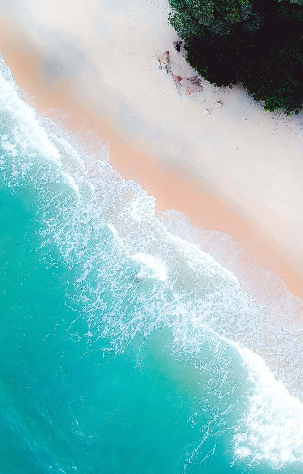 Beach Scene Aerial Ocean Waves Wallpaper