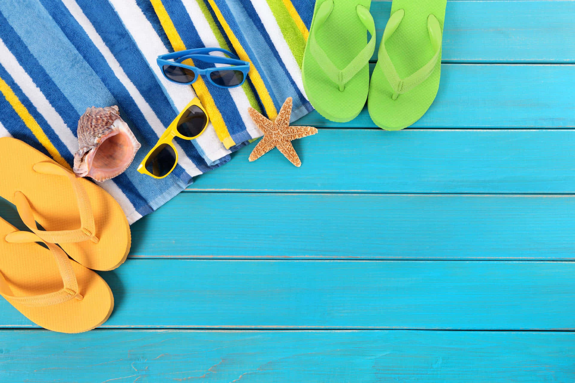 Beach Slippersand Summer Accessories Wallpaper