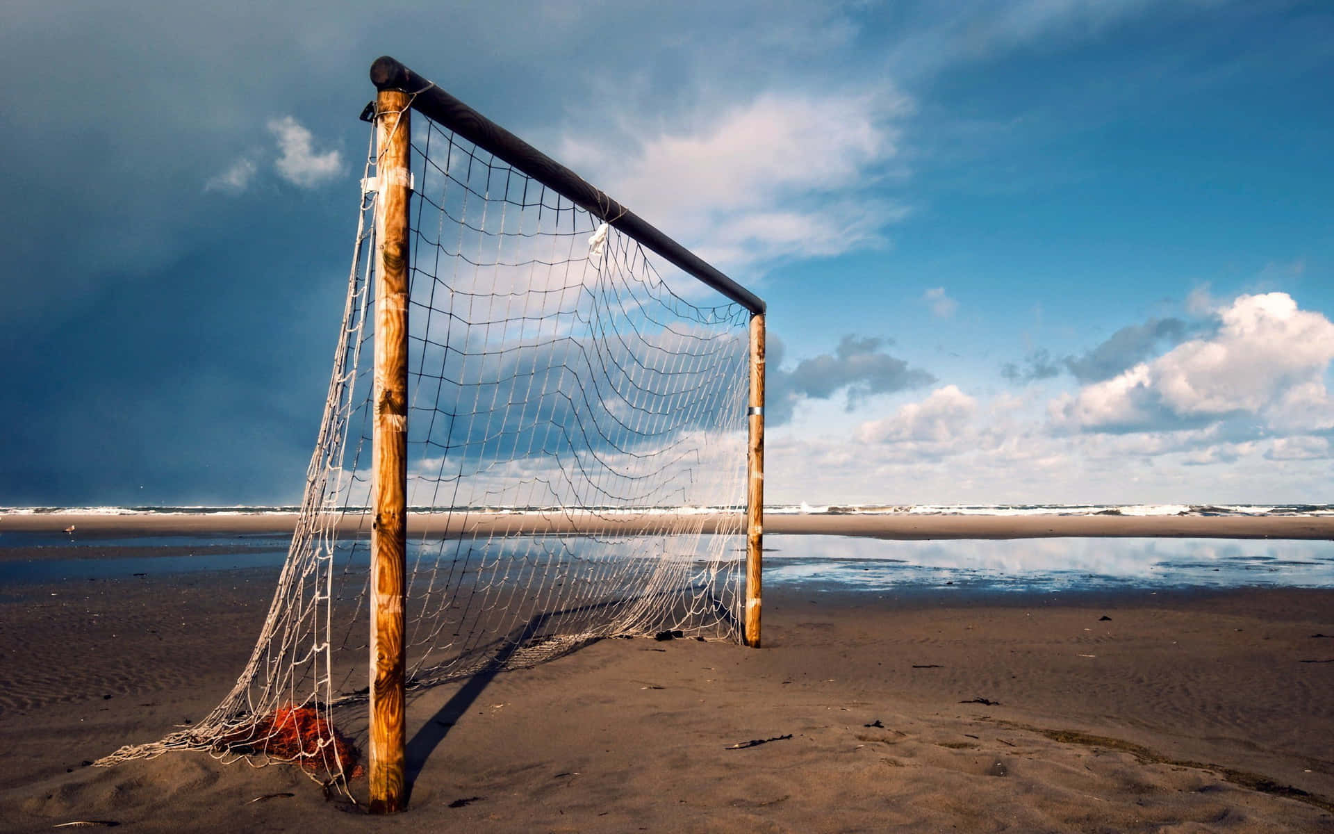 Beach Soccer Goal Post Sunset.jpg Wallpaper