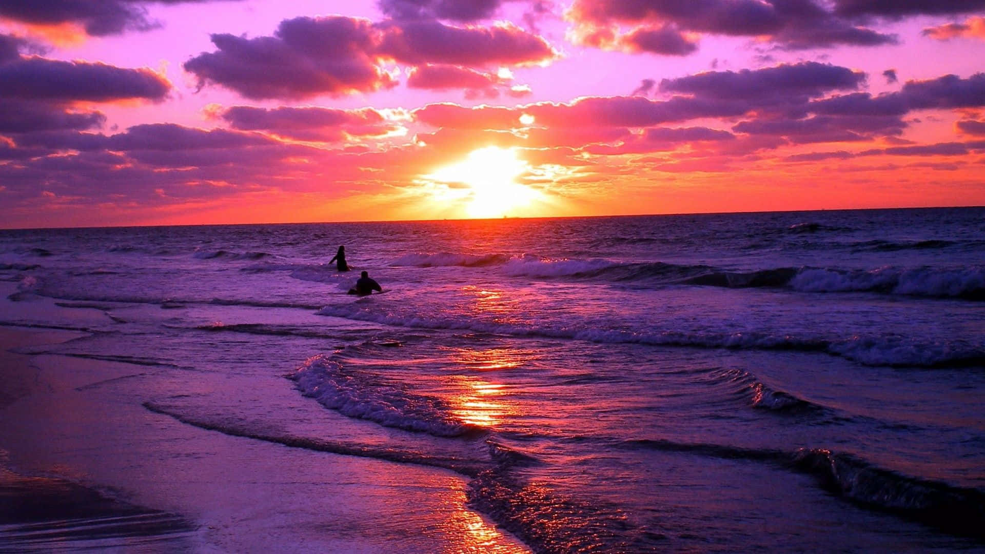Dark Purple Beach Sunset Desktop Wallpaper