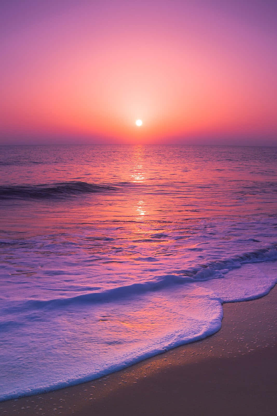 Sunset Beach Calm Waves Mobile Hd Wallpaper