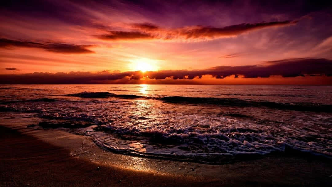 A beautiful beach sunset view Wallpaper