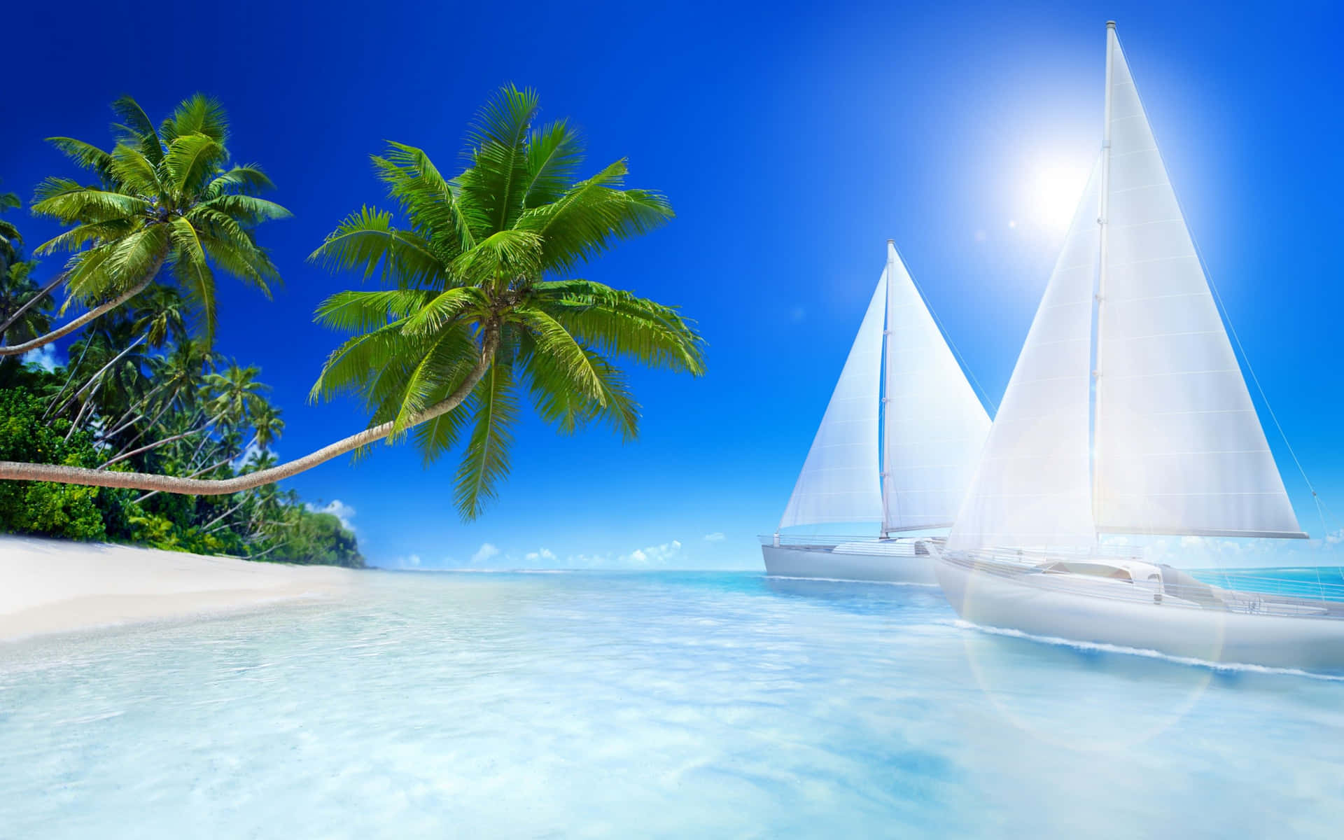 Two Sailboats Beach Themed Background