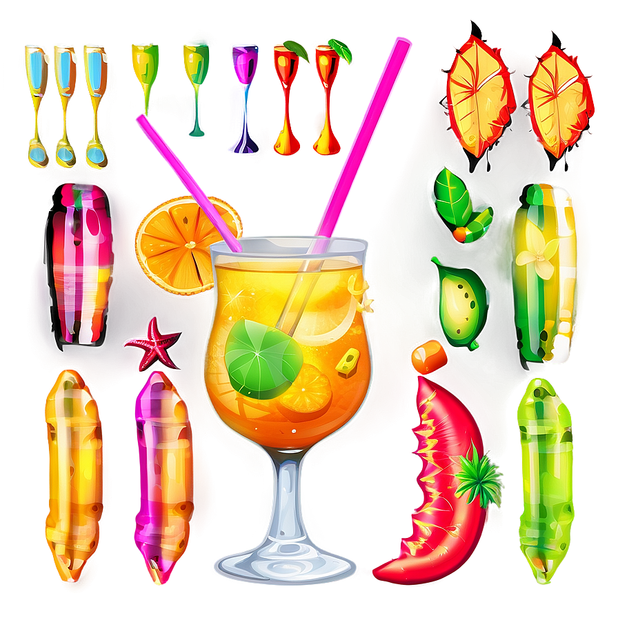 Beach Tropical Cocktails Png 06132024 PNG