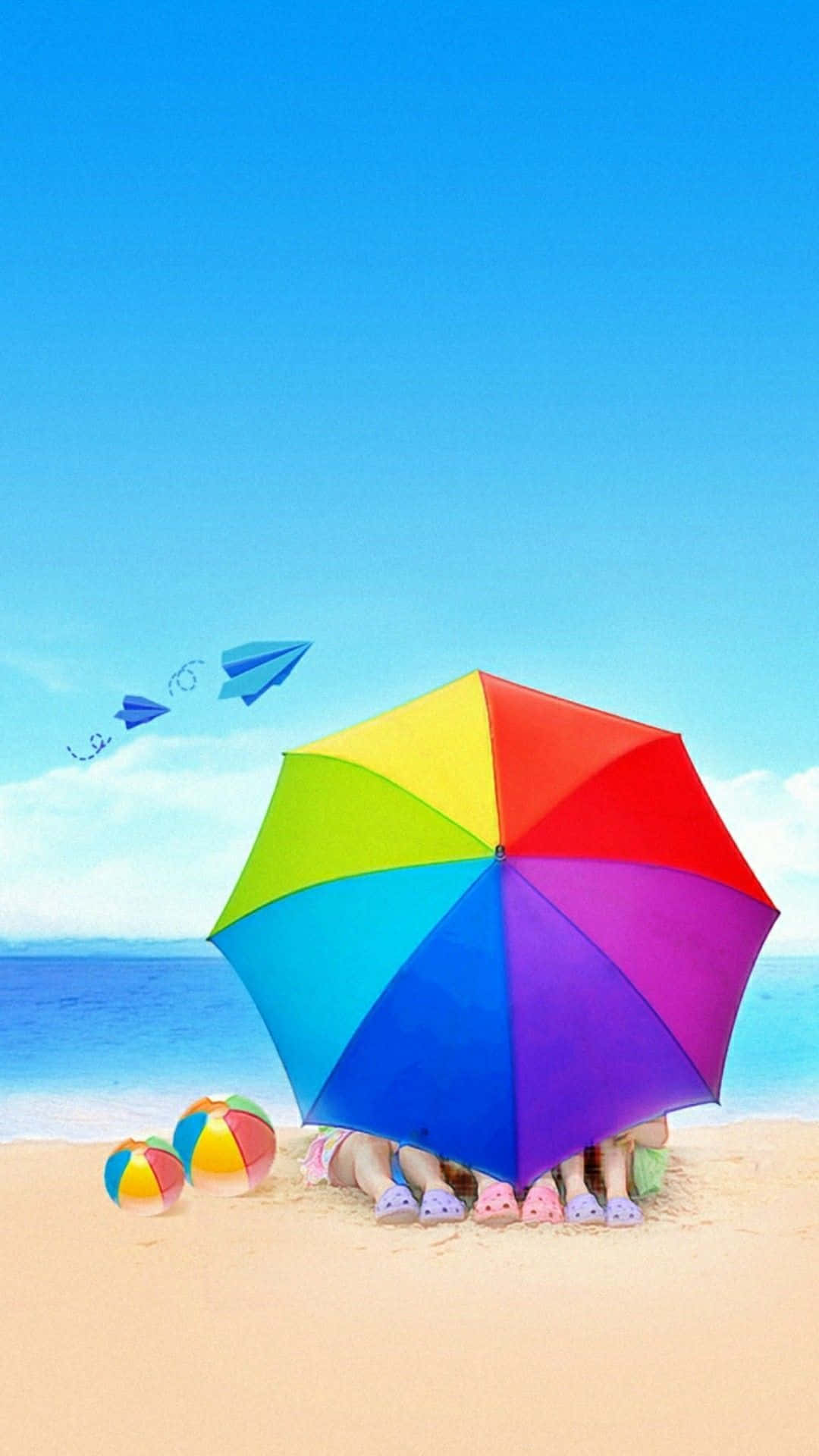 Tropical Beach Umbrella Paradise Wallpaper