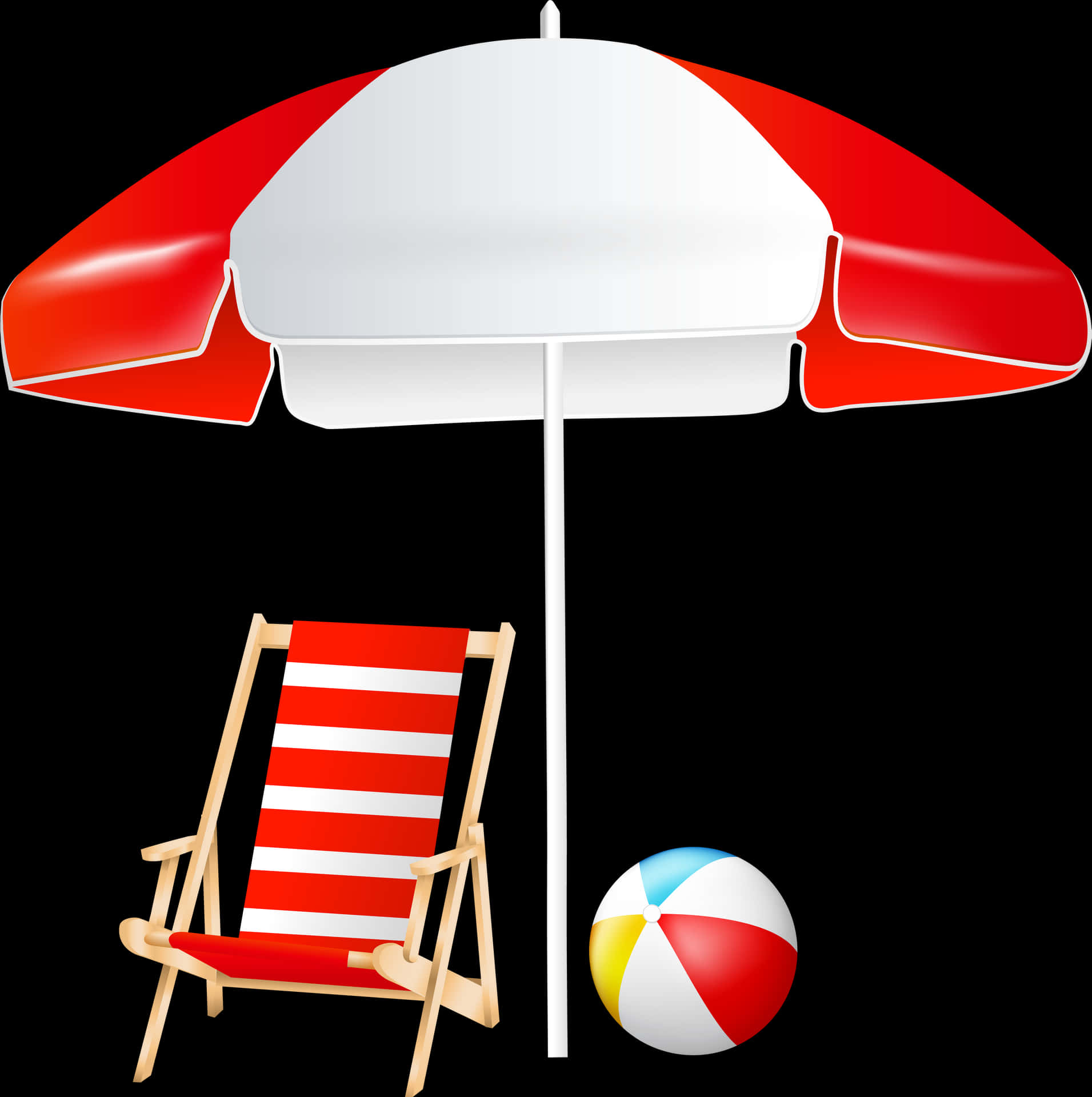 Beach Umbrella Deckchair Beachball PNG