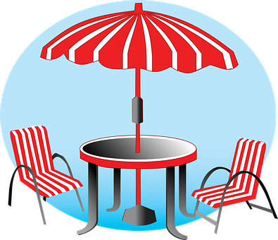 Beach Umbrellaand Chairs Graphic PNG