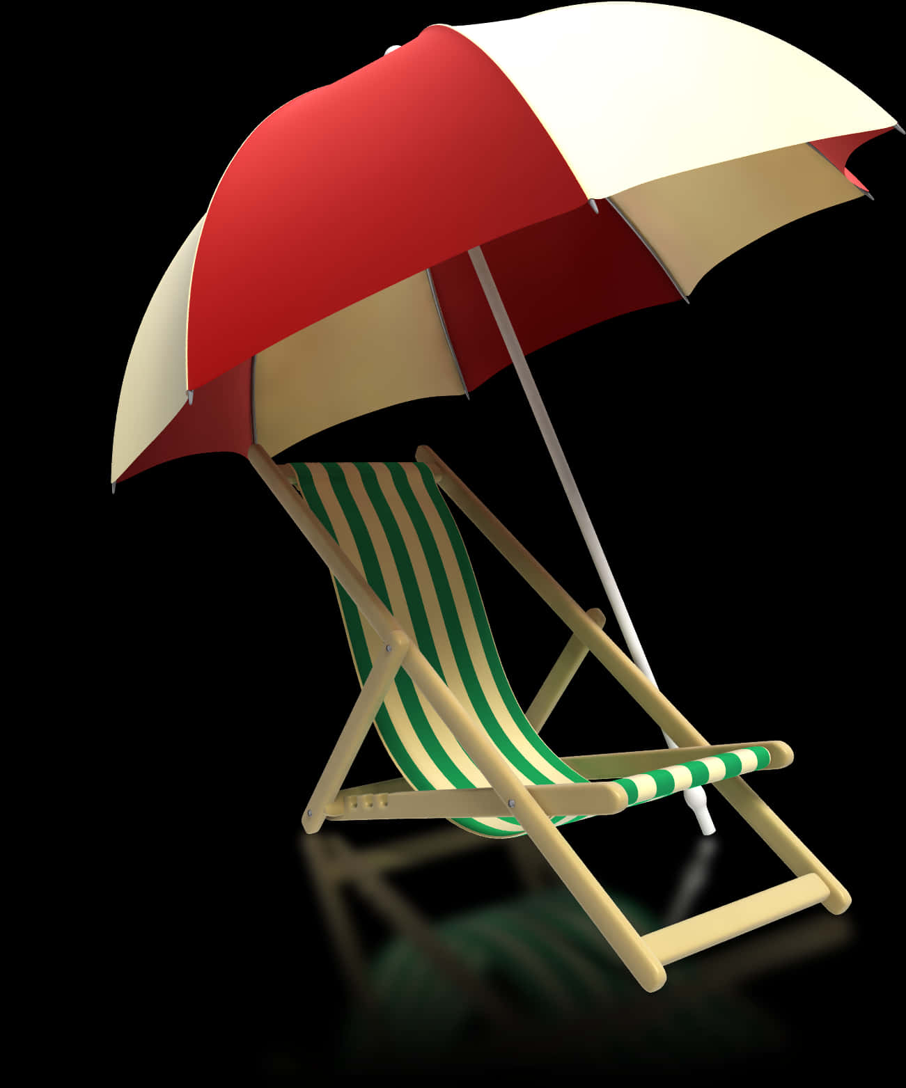 Beach Umbrellaand Deck Chair PNG