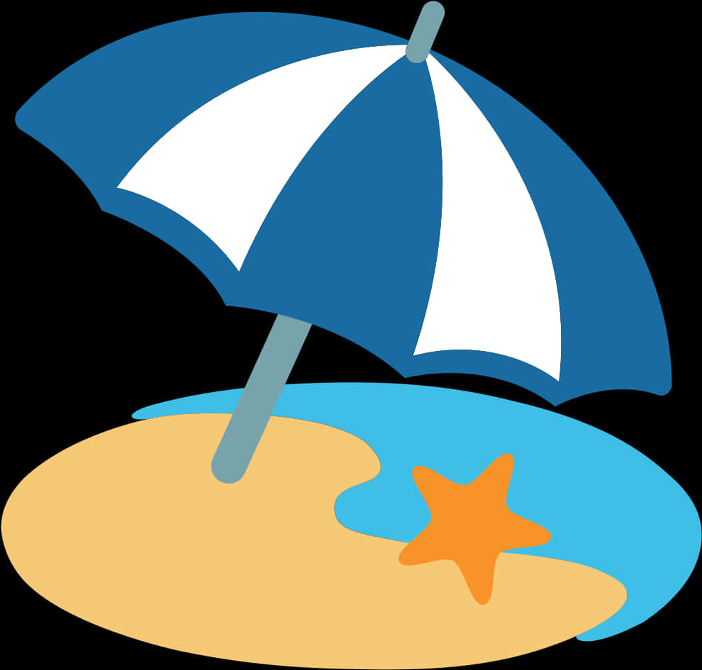 Beach Umbrellaand Starfish Graphic PNG