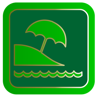 Beach Umbrellaand Waves Icon PNG