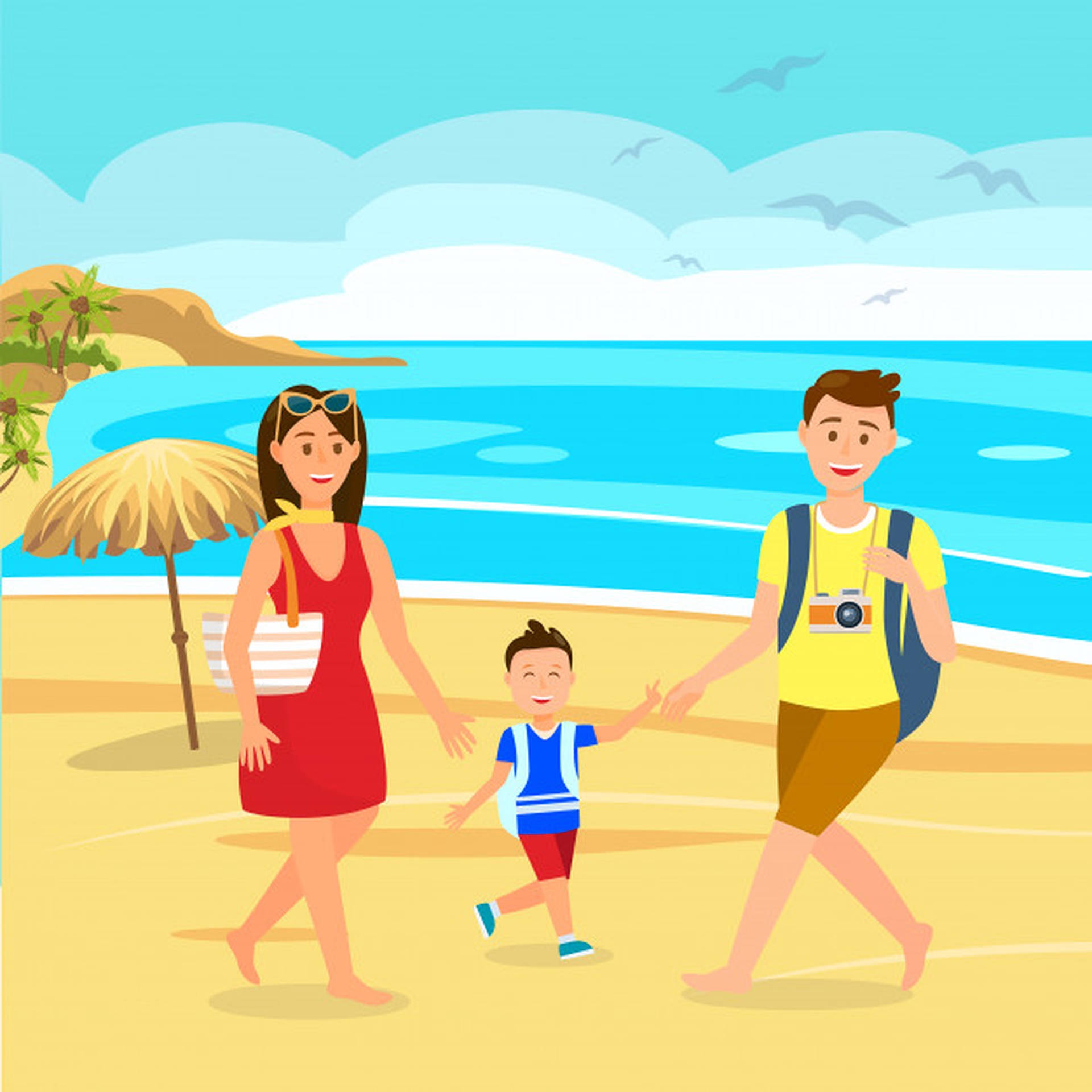 Beach Vacation Colorful Graphic Wallpaper