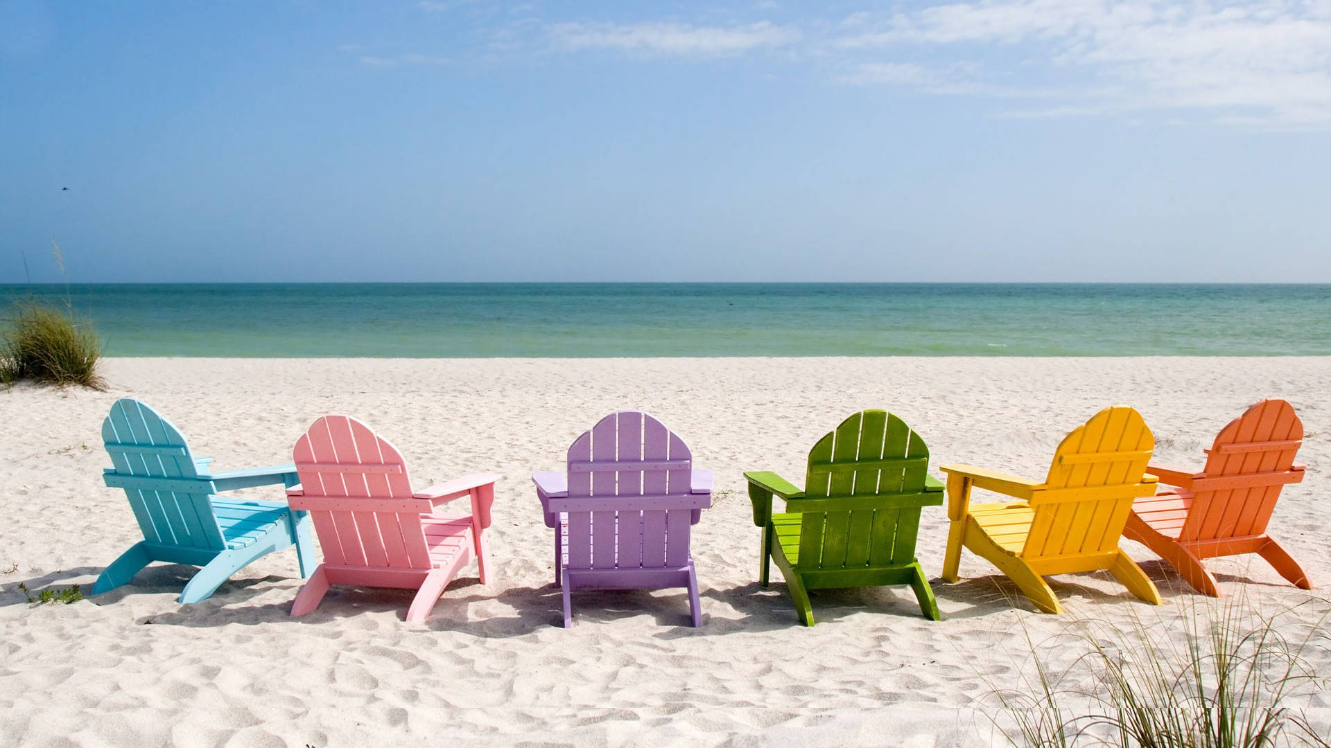 Beach Vacation Rainbow Chairs Picture
