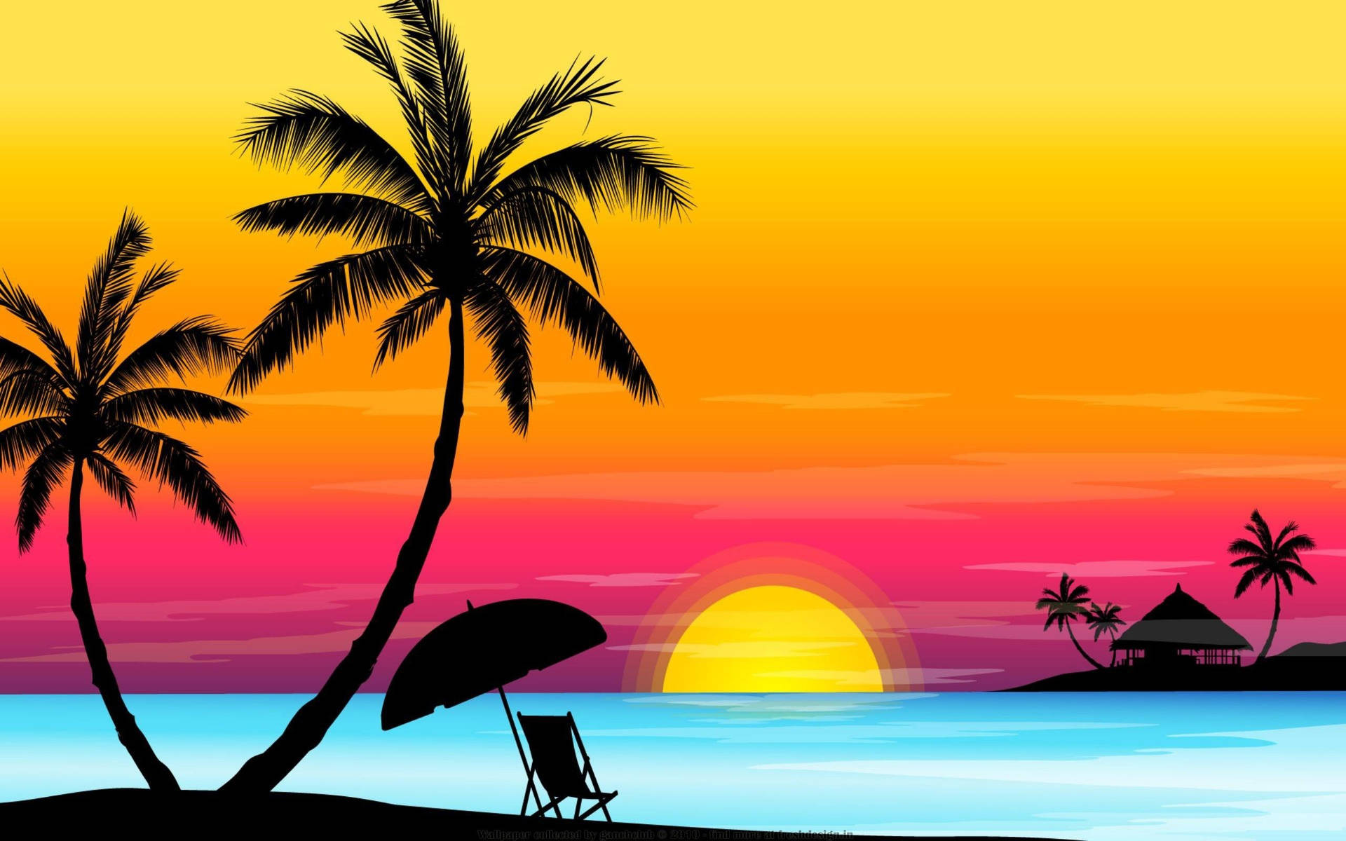 Beach Vacation Silhouette Art Picture