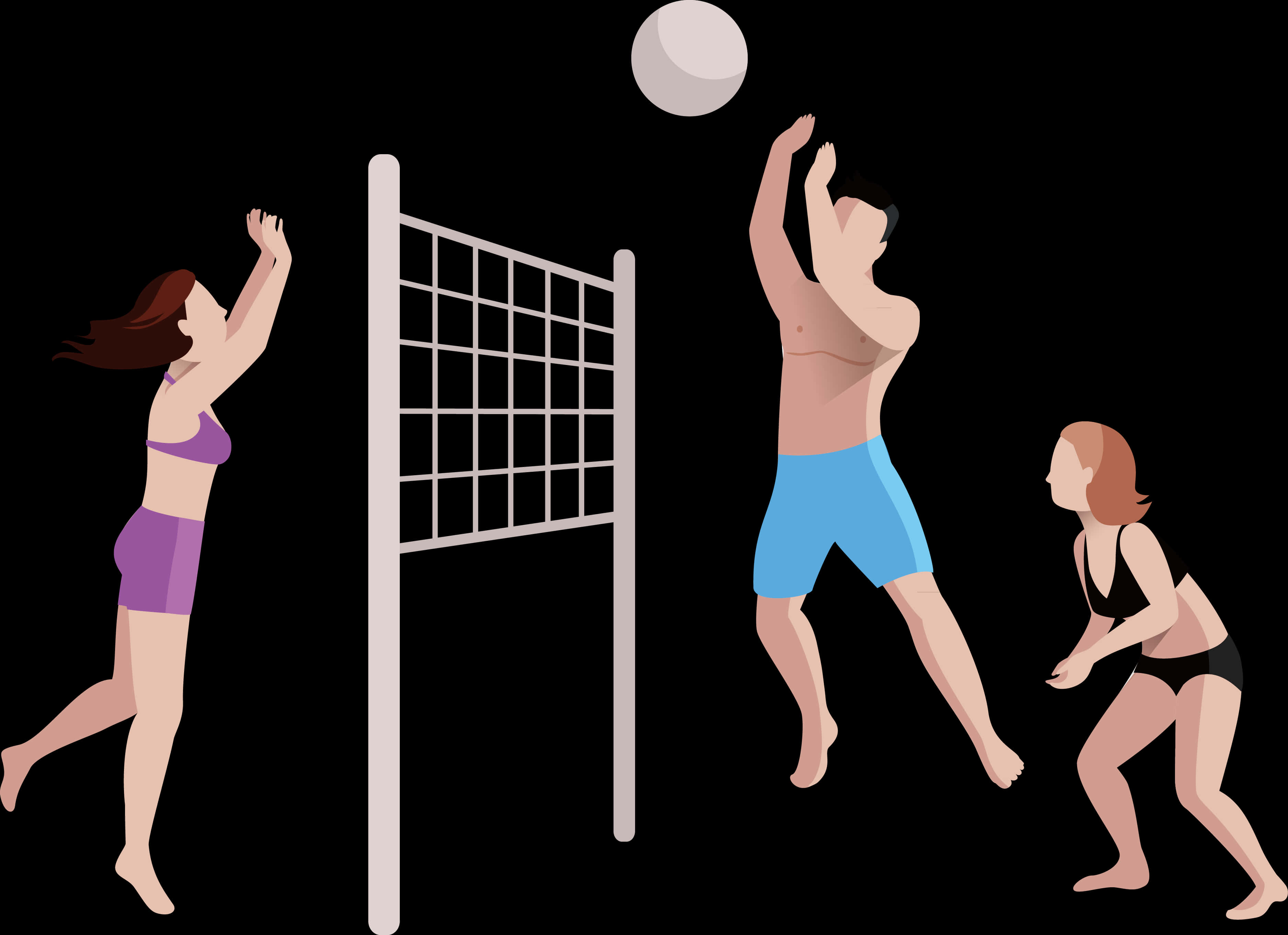 Beach Volleyball Action Illustration PNG