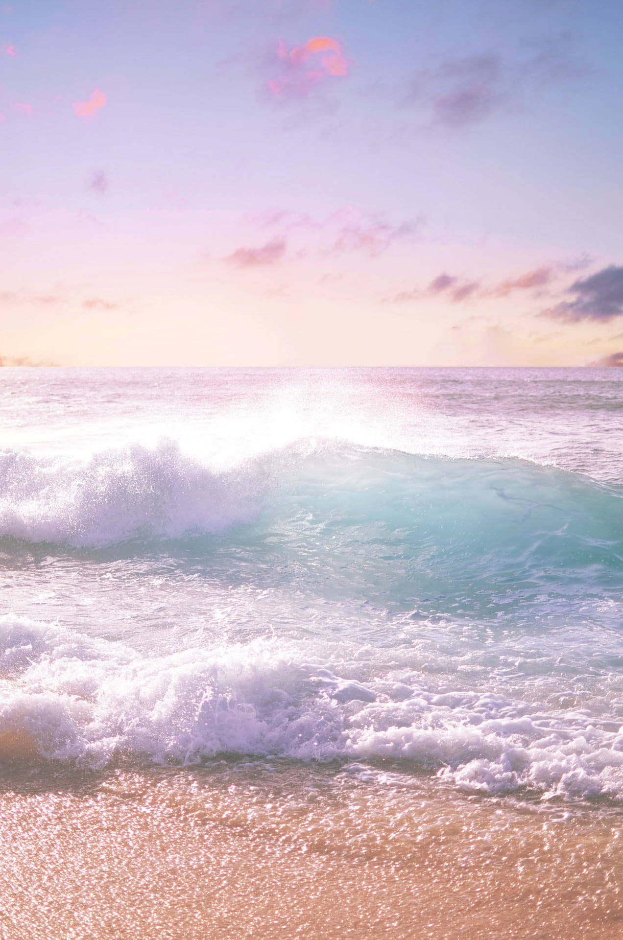 Beach Wave iPhone Pastel Sky Wallpaper
