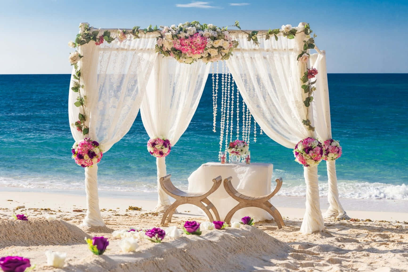Floral Beach Wedding Picture