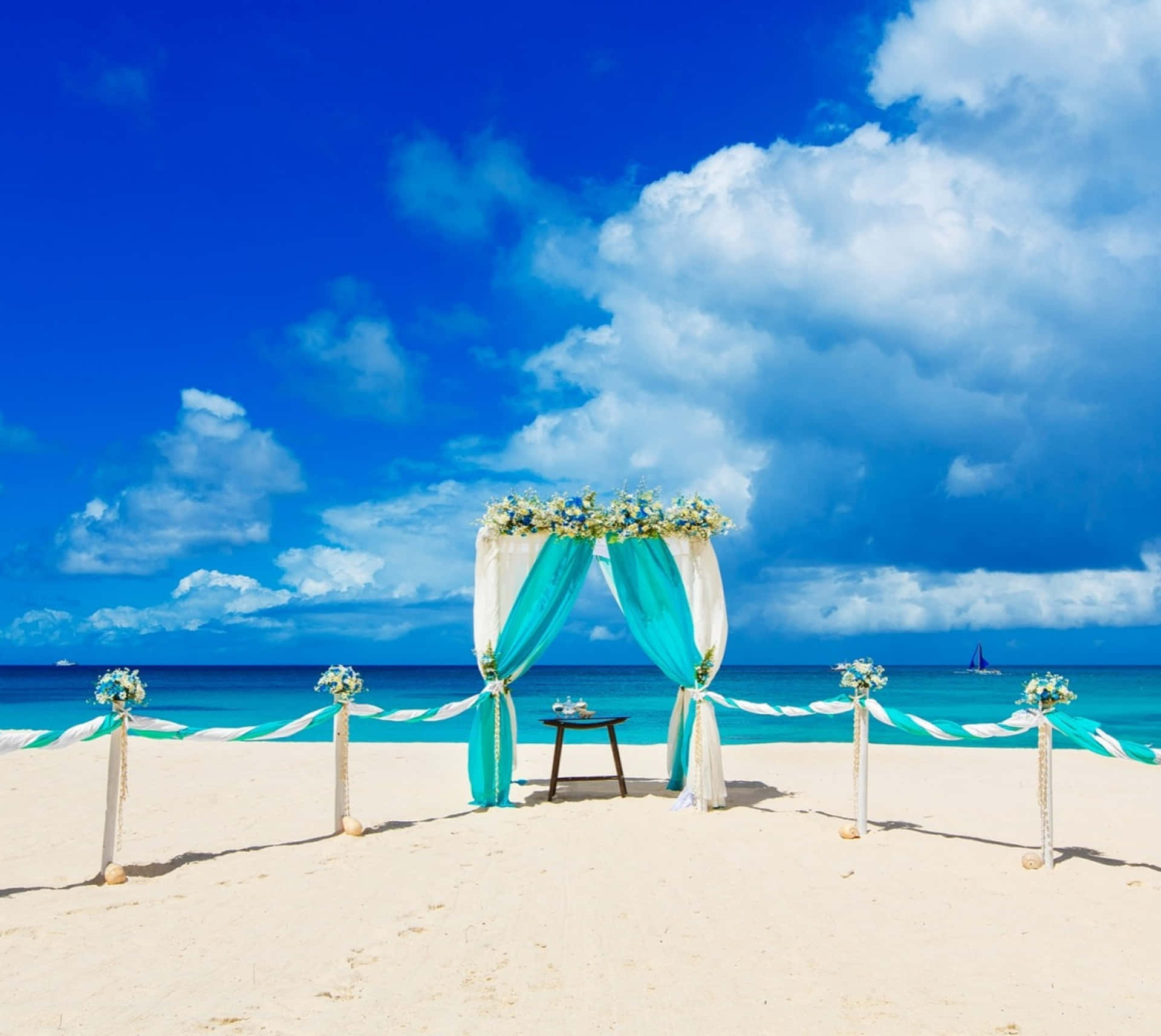 Beach Wedding Blue Sky Picture