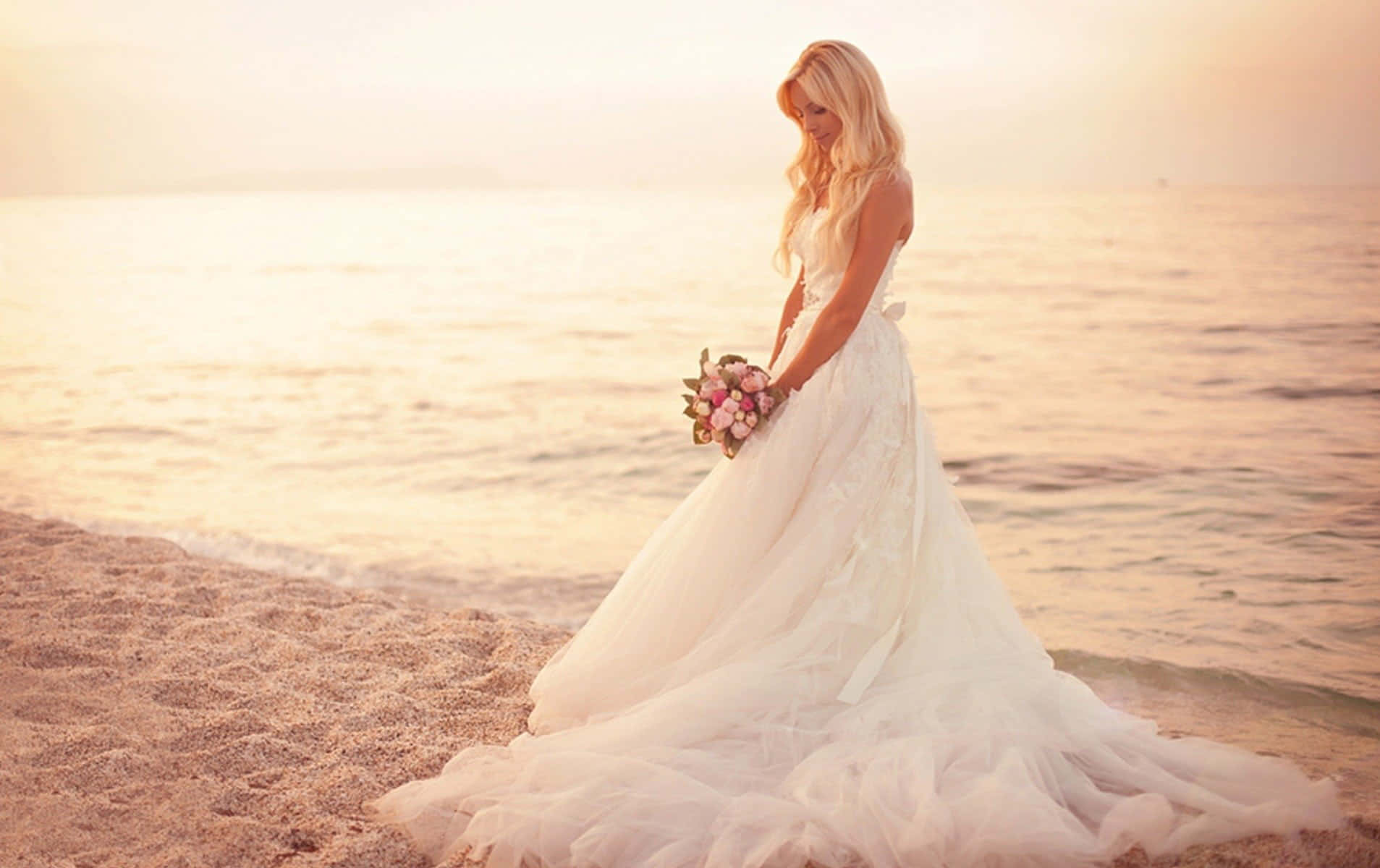 Beach Wedding Sunset Bride Picture