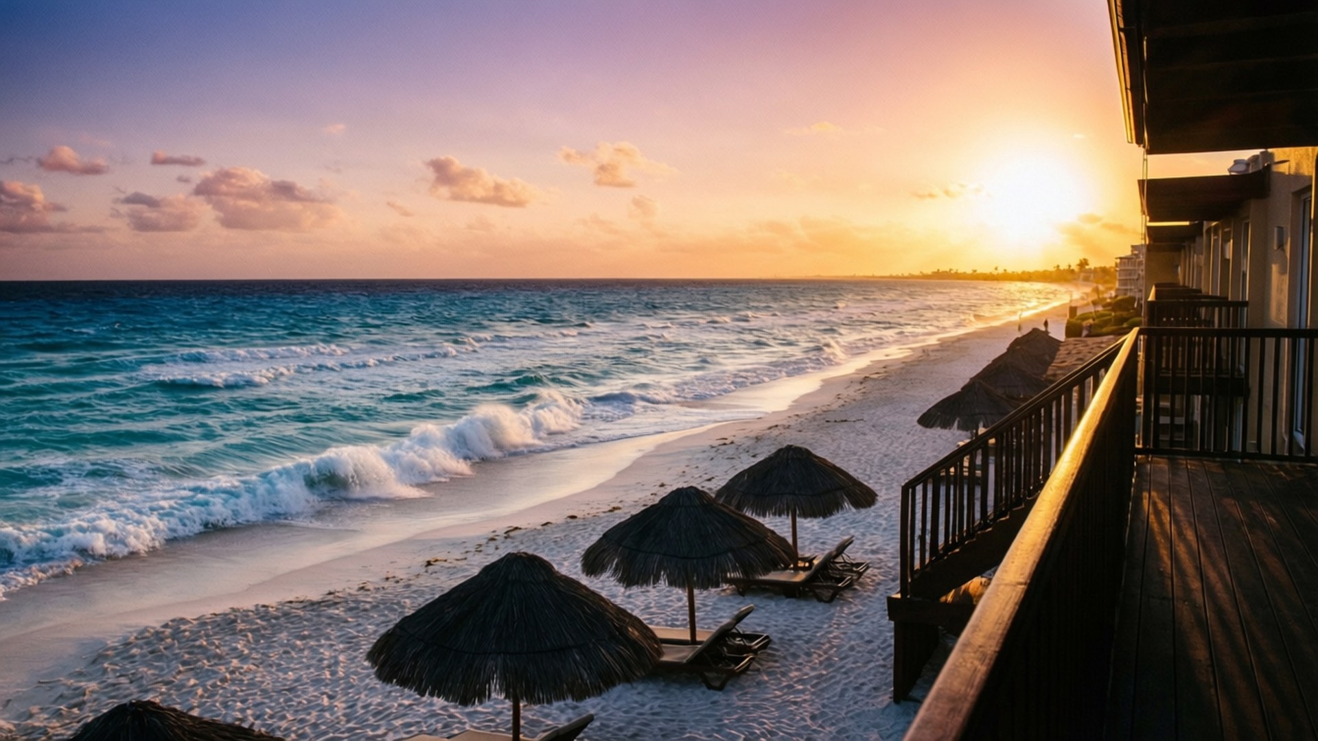 Strandudsigt ved solnedgang Wallpapers