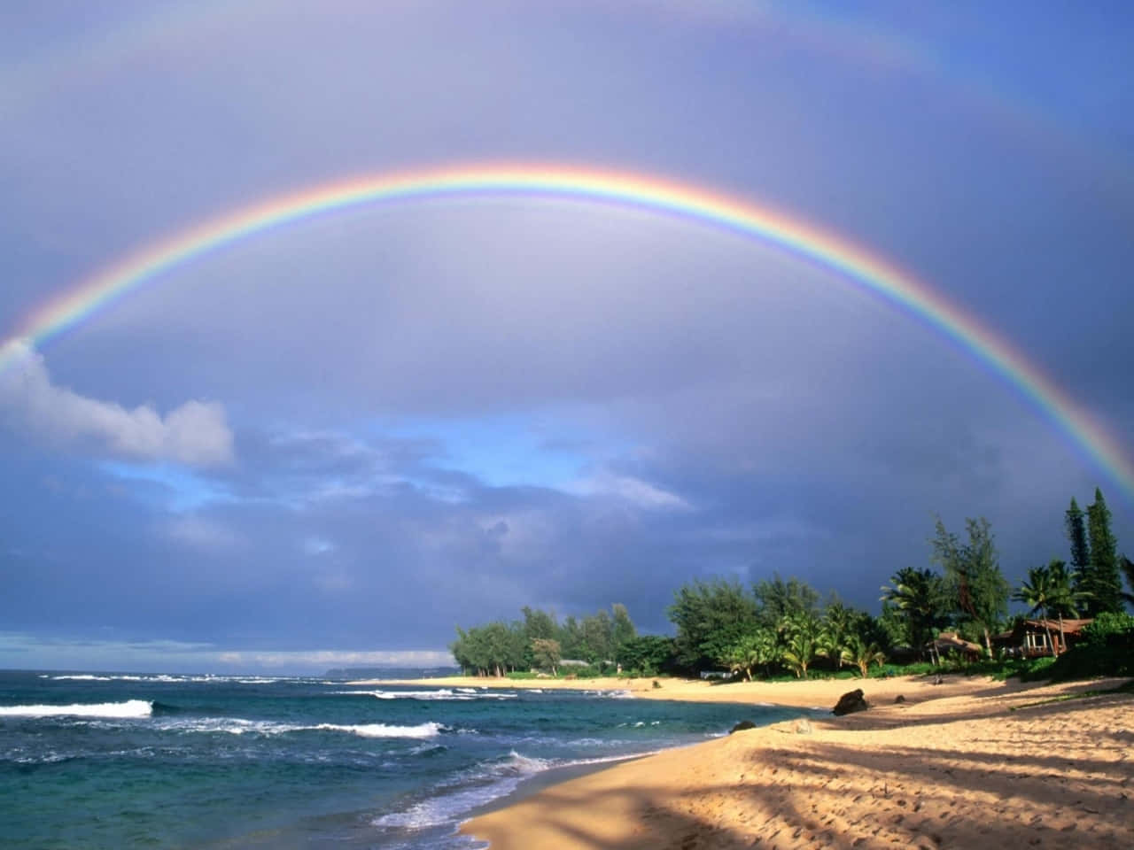 Beachside_ Rainbow_ Scene Wallpaper