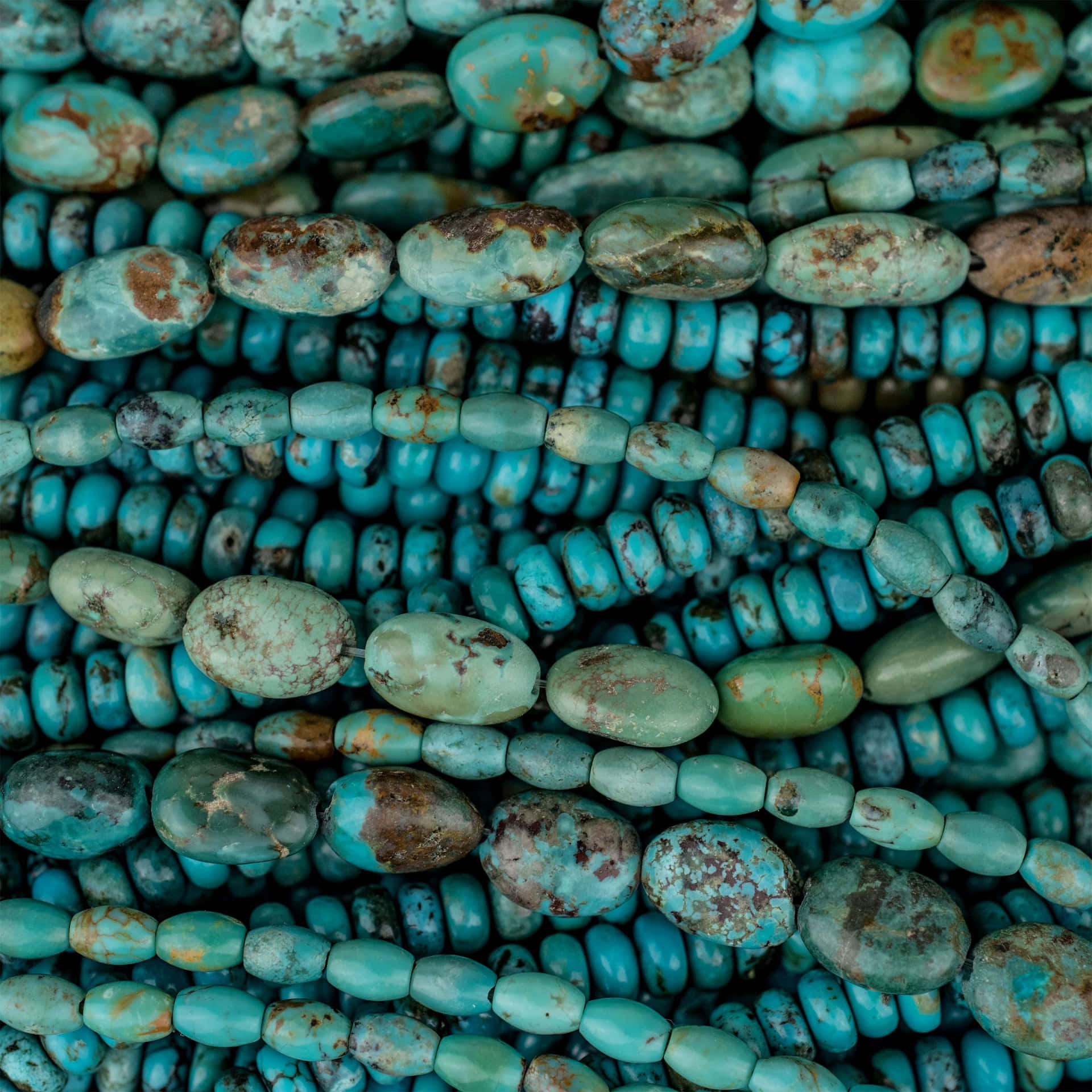 Turquoise Beads In A Pile