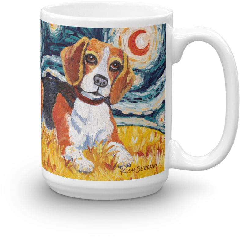 Beagle Inspired Starry Night Coffee Mug PNG