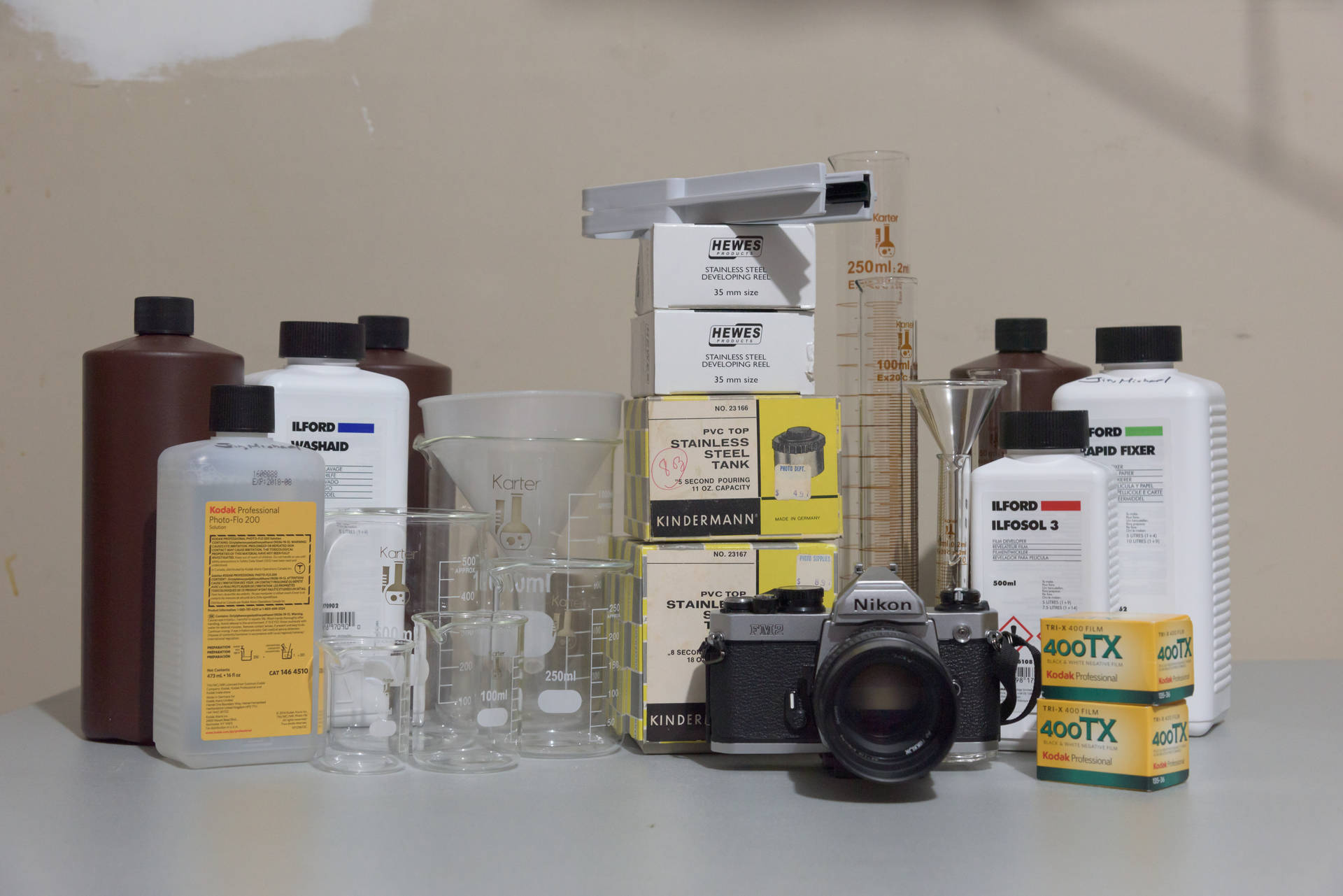 Beaker Camera And Chemicals Wallpaper