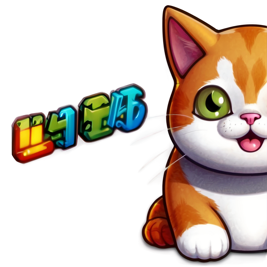 Beaming Kawaii Cat Illustration Png Rqw9 PNG